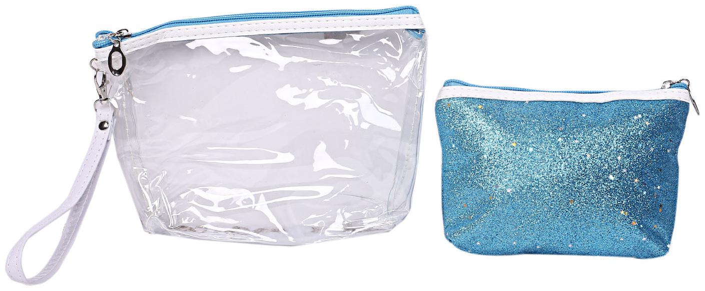 

Kuber Industries 2 Piece Waterproof Toiletries Make Up Pouch Organizer Travel Pouch Set Sky Blue - CTHH13321