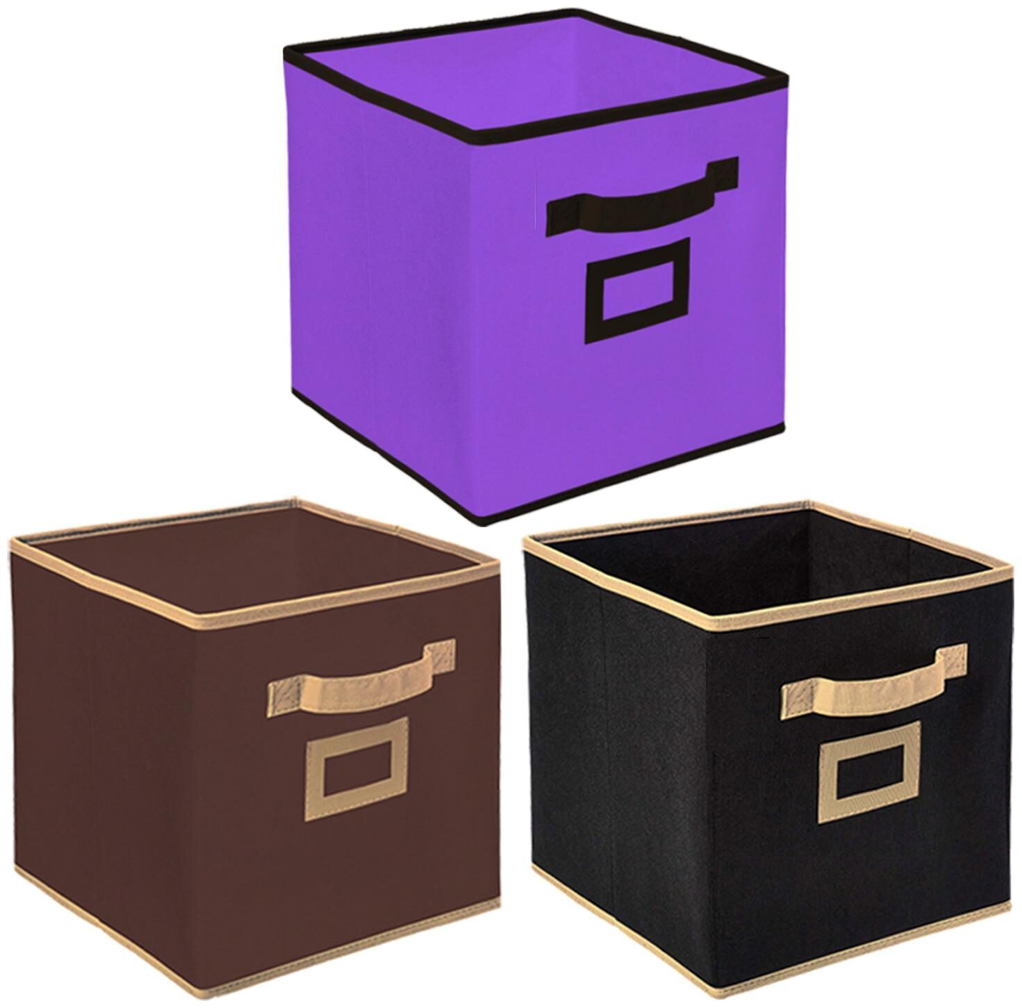 

Kuber Industries Non Woven 3 pcs Large Foldable Storage Organiser Cubes Boxes (Black Coffee Purple) - CTHH16984
