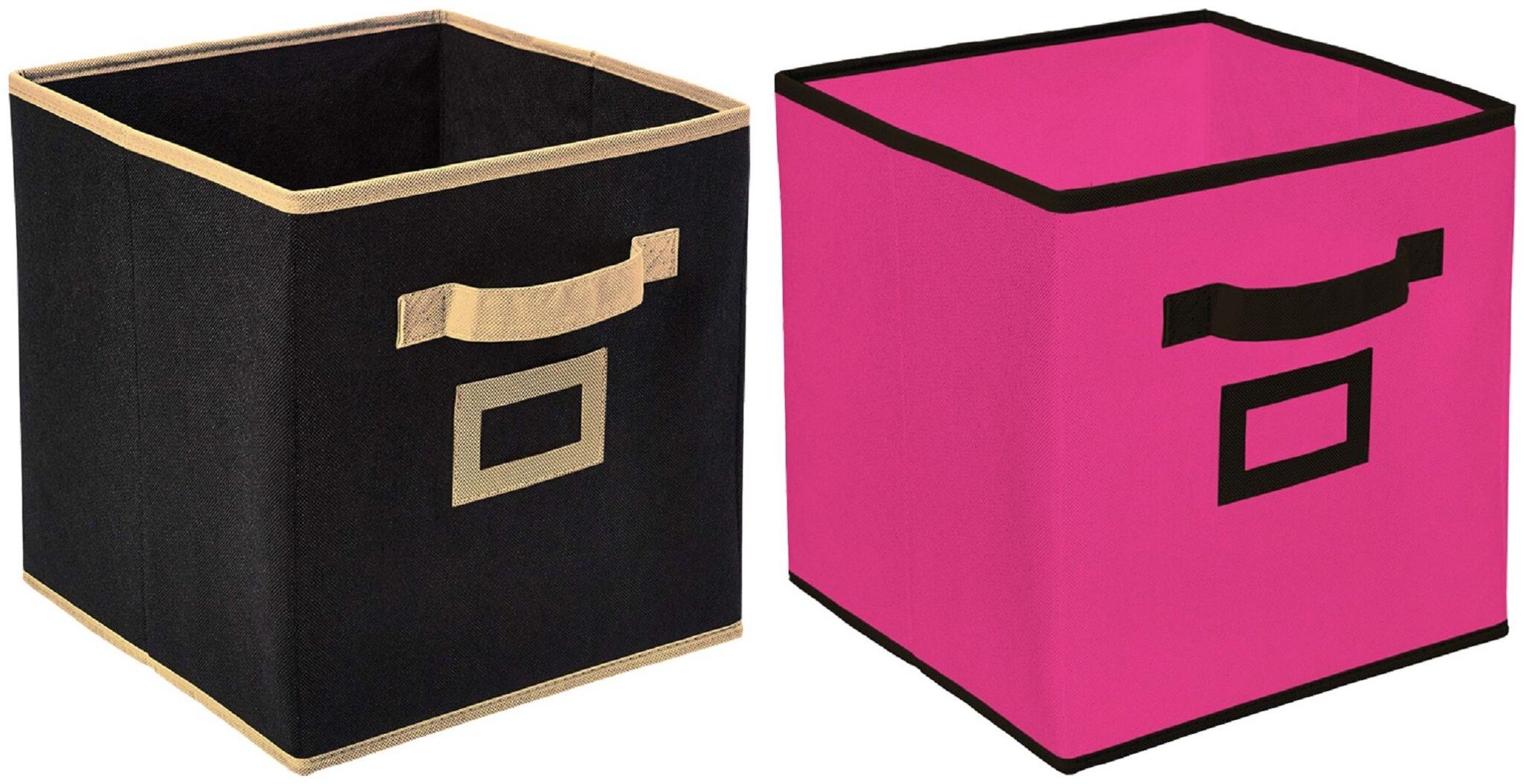 

Kuber Industries Non Woven 2 pcs Large Foldable Storage Organiser Cubes Boxes (Black Pink) - CTHH16971