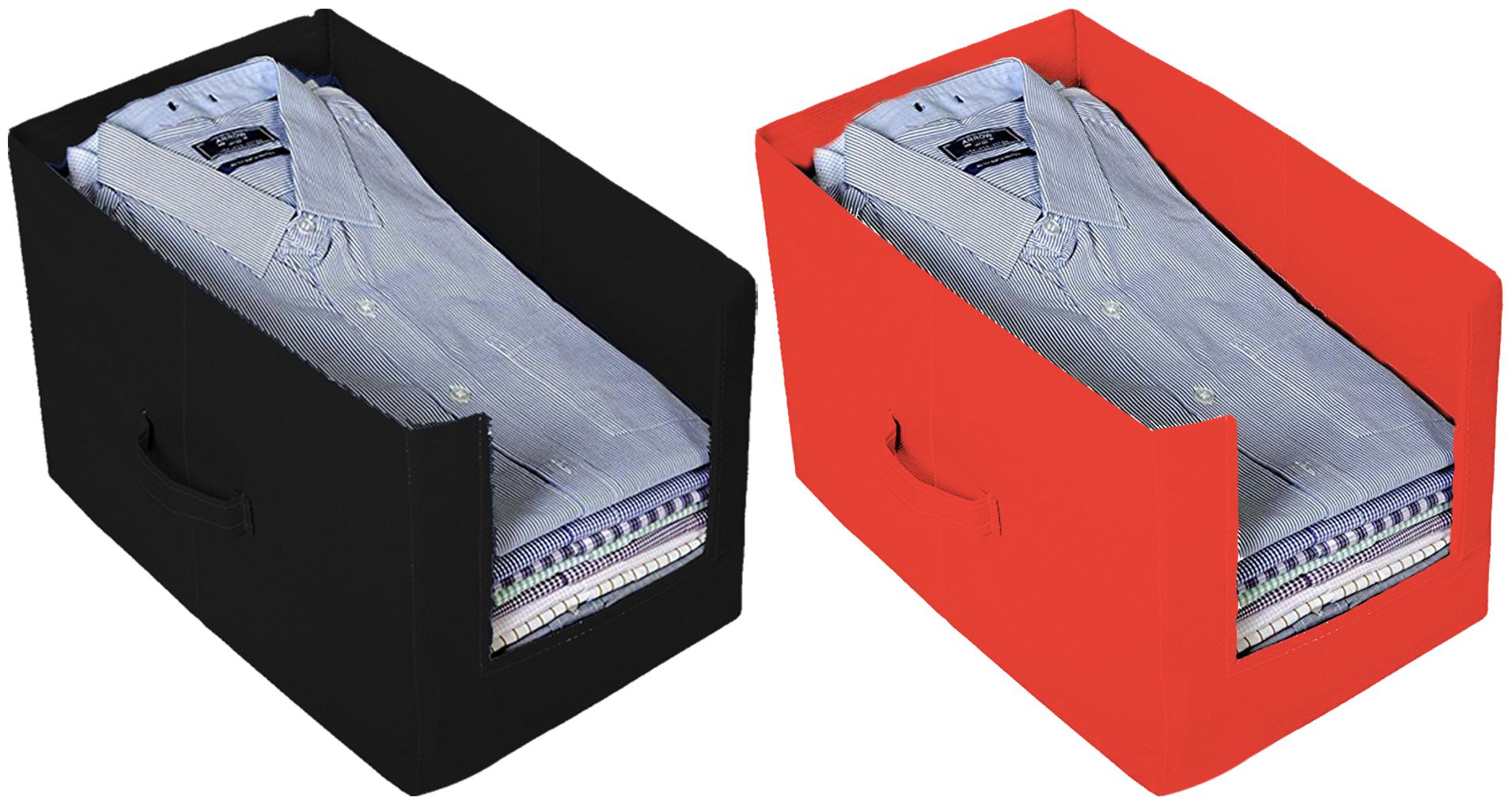 

Kuber Industries Non-Woven 2 Pieces Shirt Stacker Wardrobe Organizer (Black Red) - CTHH13816