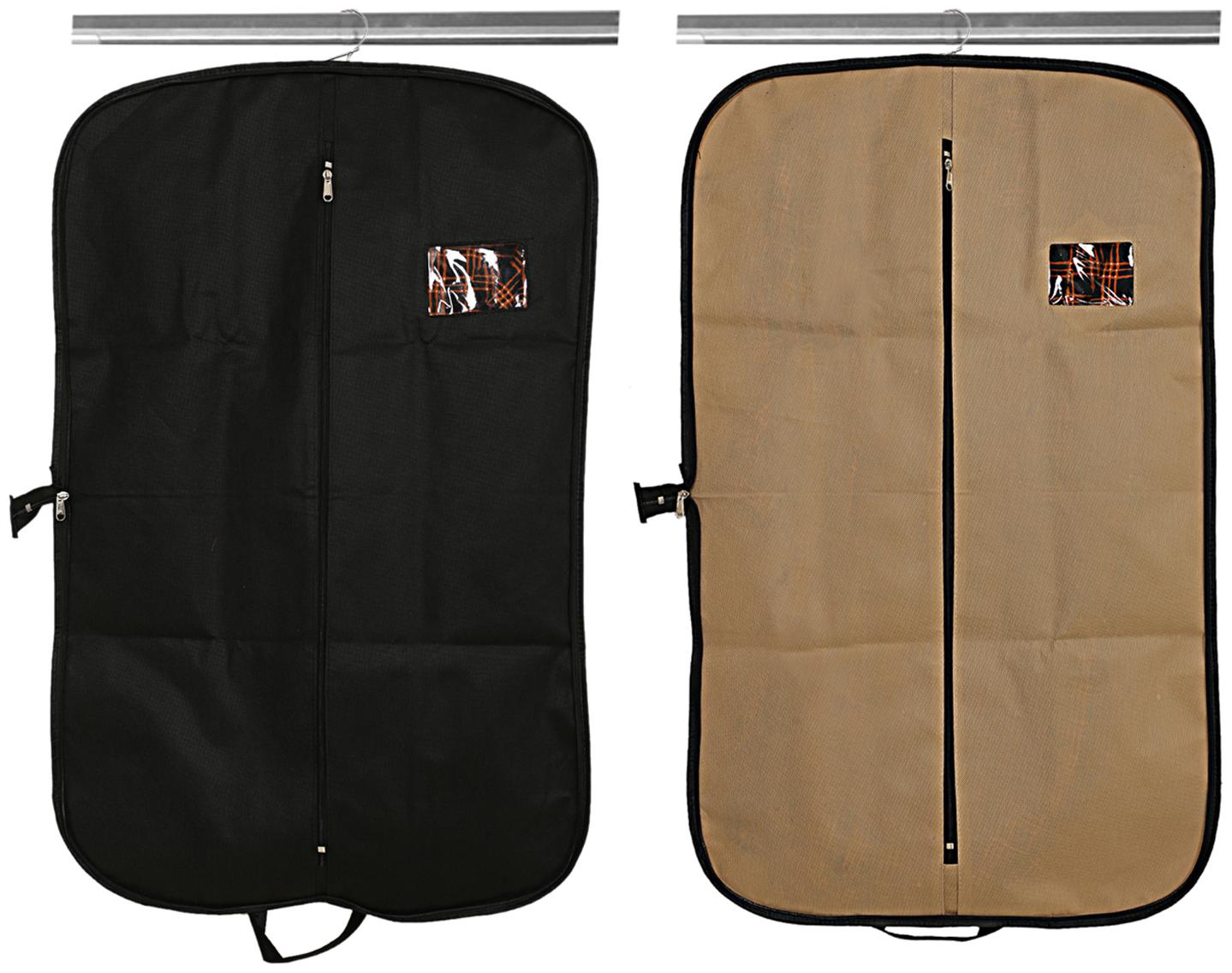 

Kuber Industries 2 pcs Foldable Non Woven Coat Blazer Cover (Black Brown) CTHH10139