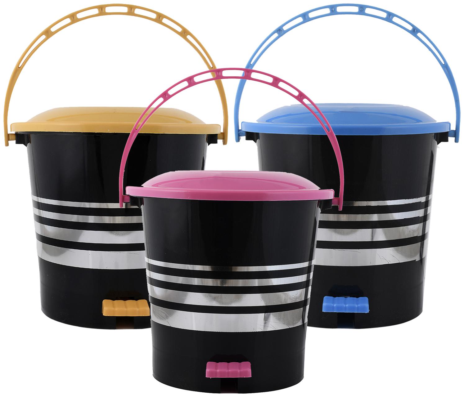 

Kuber Industries 3 pcs Plastic Dustbin Garbage Bin with Handle 10 L (Yellow Pink Blue) - CTHH17423