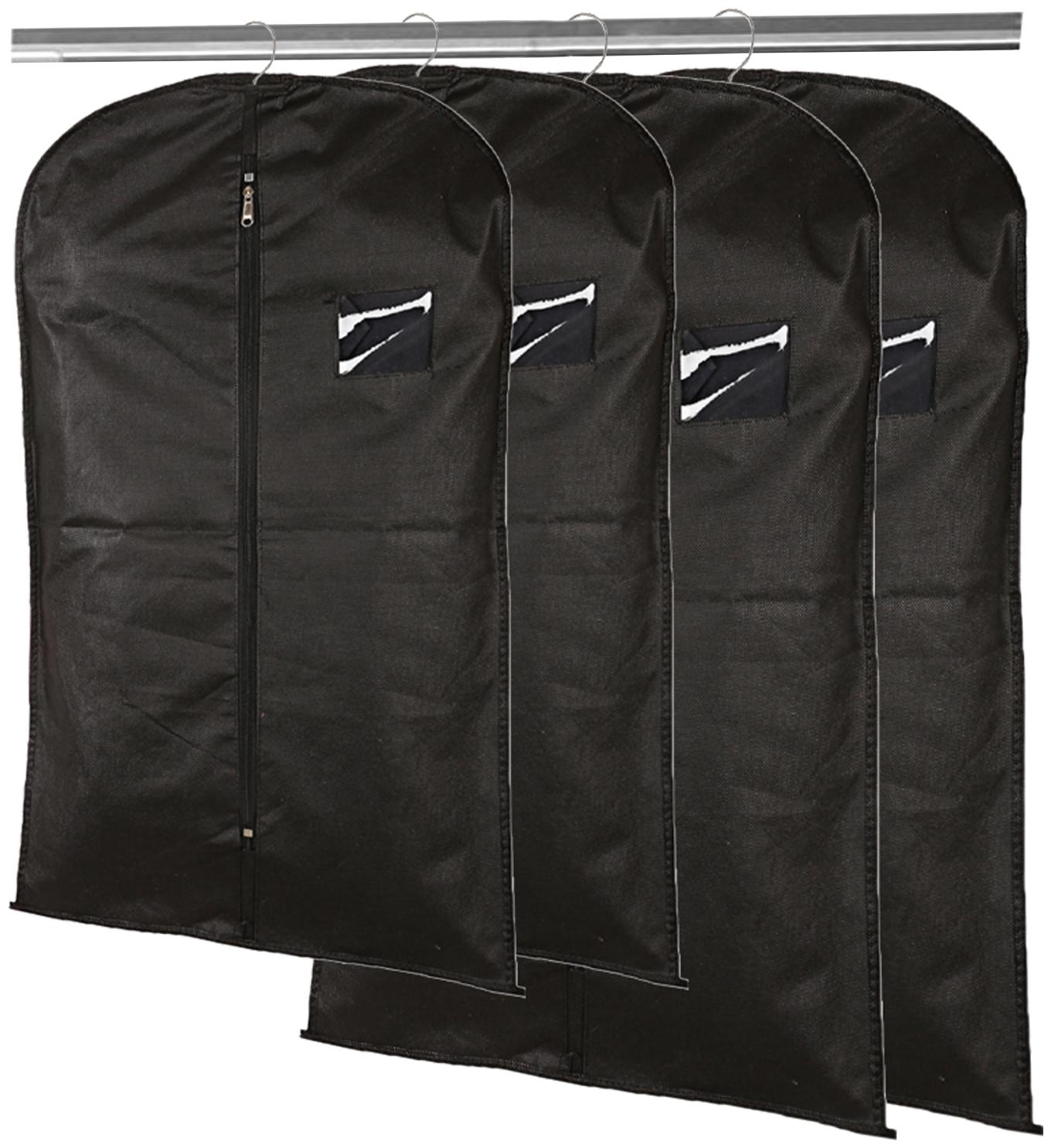 

Kuber Industries Non woven 4 pcs Men s Kids Hanging Coat Blazer Suit Cloth Cover- Big Small (Black) - CTHH10841