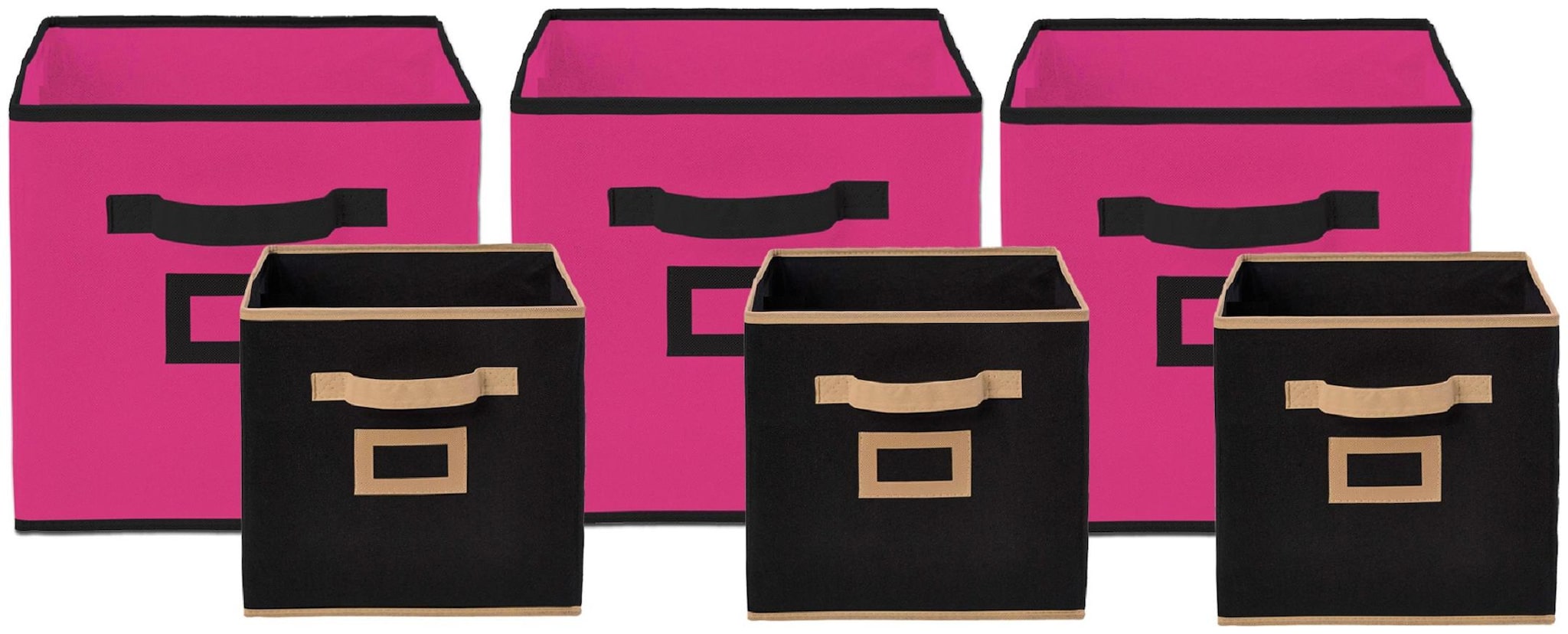 

Kuber Industries Non Woven 6 pcs Small Large Foldable Storage Organiser Cubes Boxes (Pink Black) - CTHH17089