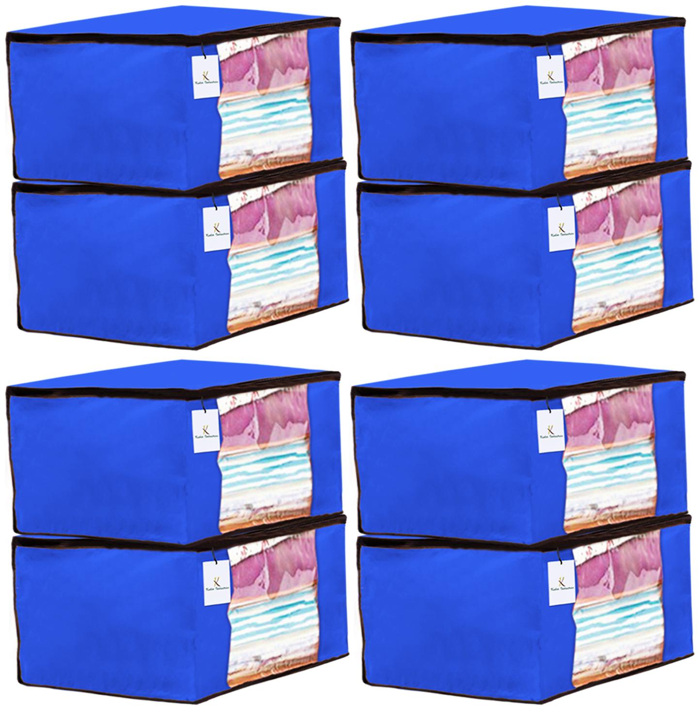 

Kuber Industries 8 Piece Non Woven Fabric Saree Cover Set with Transparent Window Extra Large Royal Blue CTHH14132