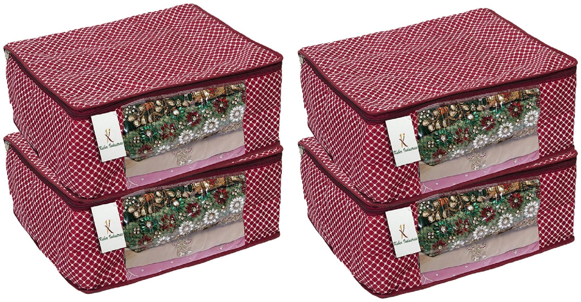 

Kuber Industries Cotton 4 Pcs Hathkadi Print Saree Cover (Maroon) CTHH11362