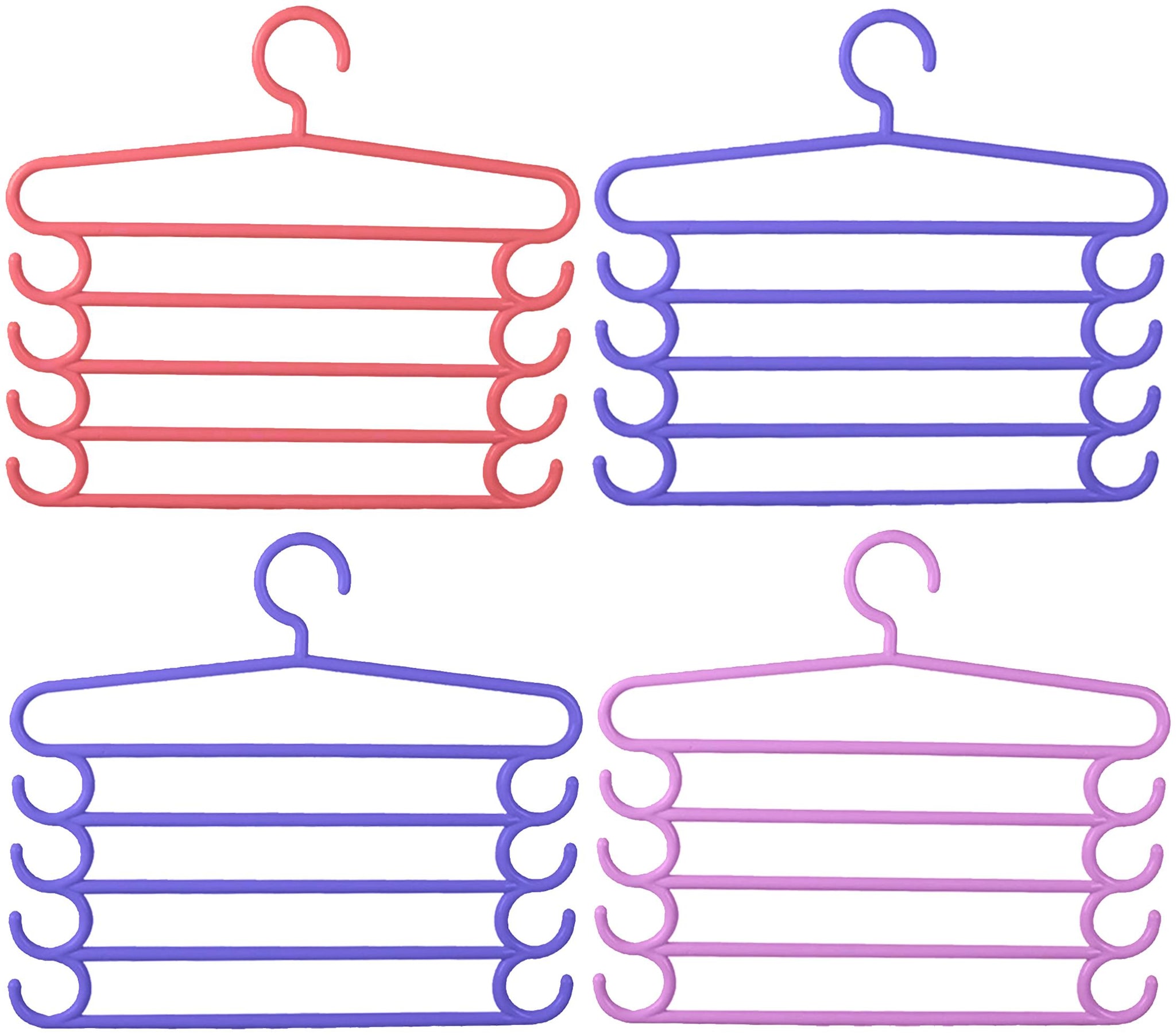 

Kuber Industries Five Layers 4 pcs Plastic Clothes Hangers Pants Storage Hangers Cloth Rack Multilayer Storage Scarf Tie Rack Hanger(MultiColor) - CTHH14566