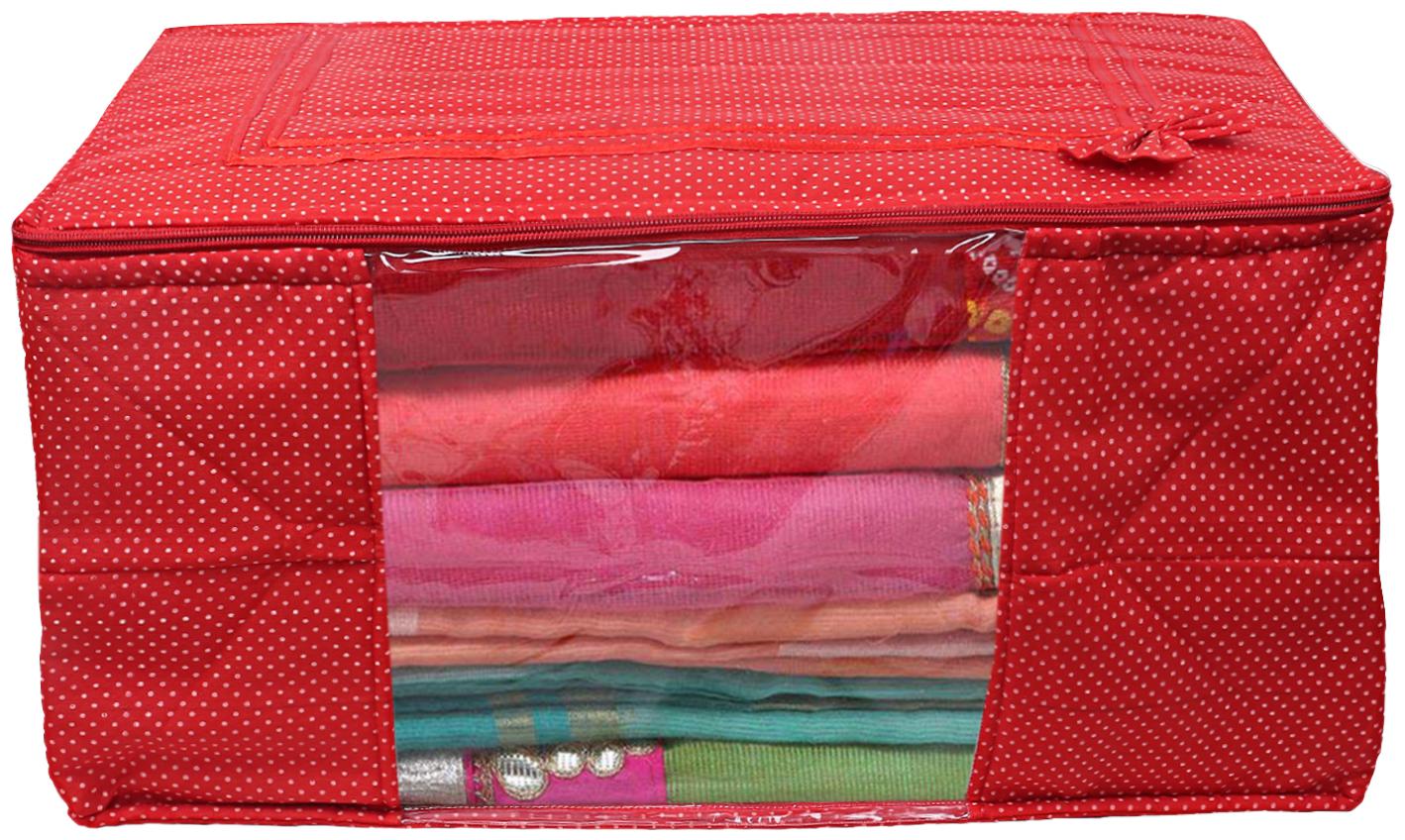 

Kuber Industries Cotton Polka Dots Bow Design Saree Cover (Red)- CTHH22177