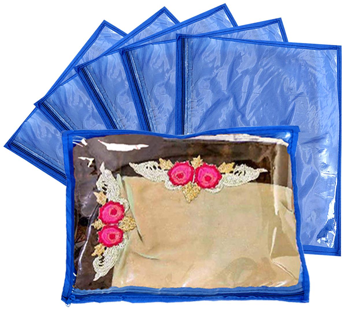 

Kuber Industries Non Woven Single Packing Saree Cover 6 Pcs Set (Blue) - CTHH14466
