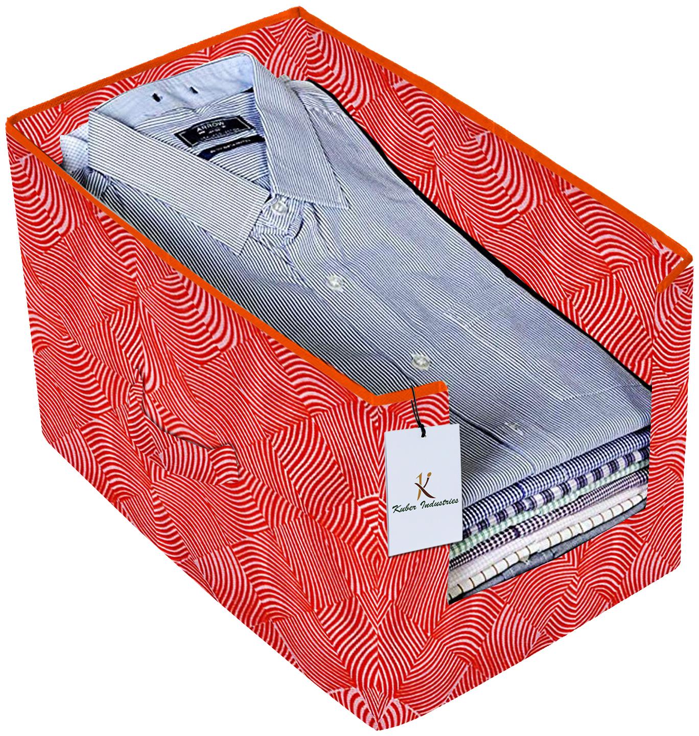 

Kuber Industries Laheriya Printed Non Woven Shirt Stacker Wardrobe Organizer Set (Orange) - CTHH16823