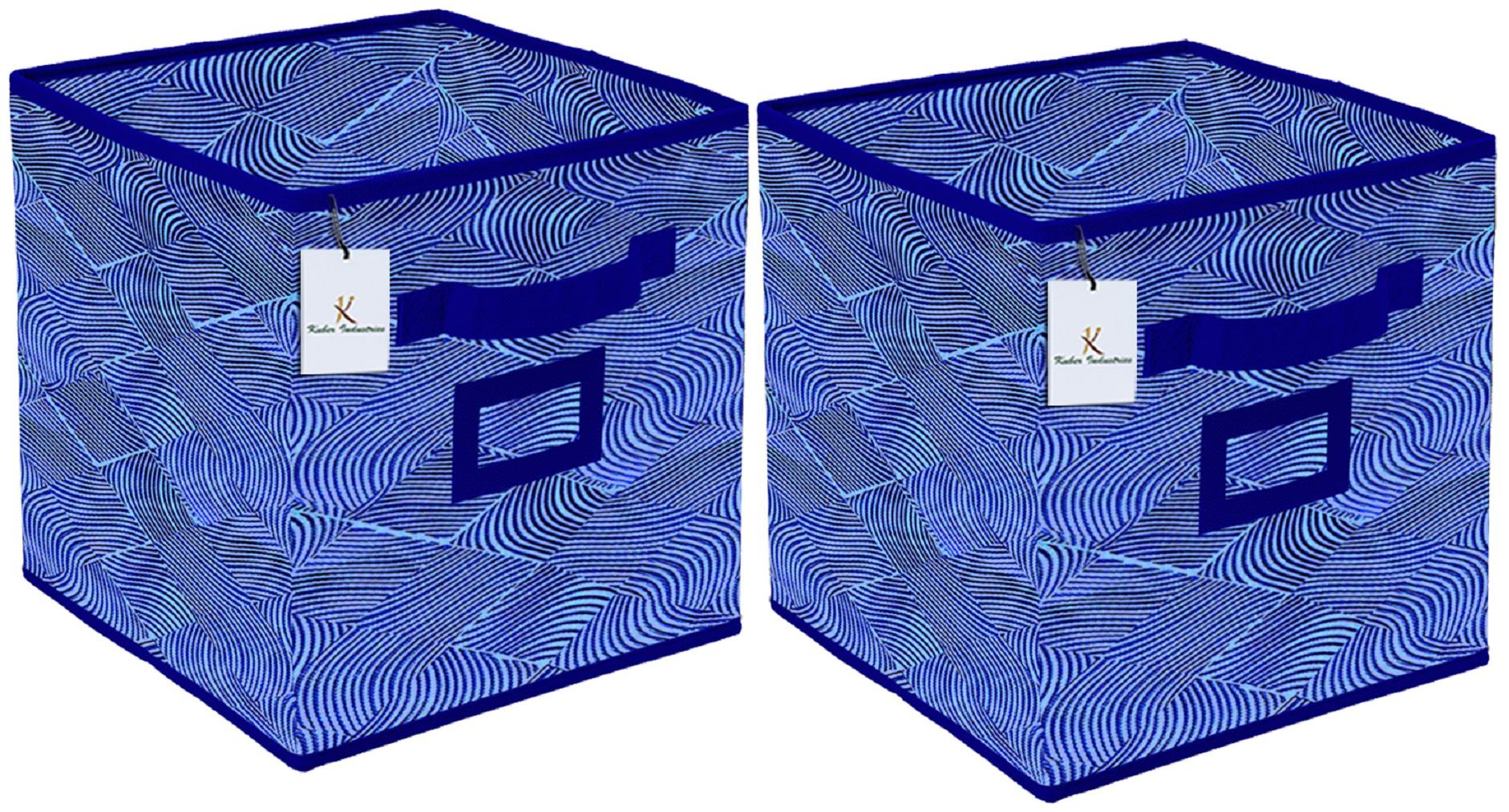 

Kuber Industries Laheriya Design Non Woven 2 pcs Small Foldable Storage Organiser Cubes Boxes (Blue) - CTHH17101