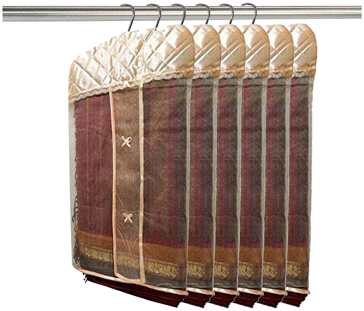 

Kuber Industries Satin 6 Pieces Hanging Saree Cover Set (Peach)- CTHH20111