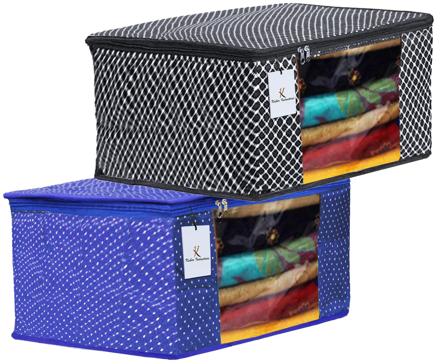 

Kuber Industries Polka Dots 2 pcs Cotton 3 Layered Quilted Saree Cover (Royal Blue Black) - CTHH14885