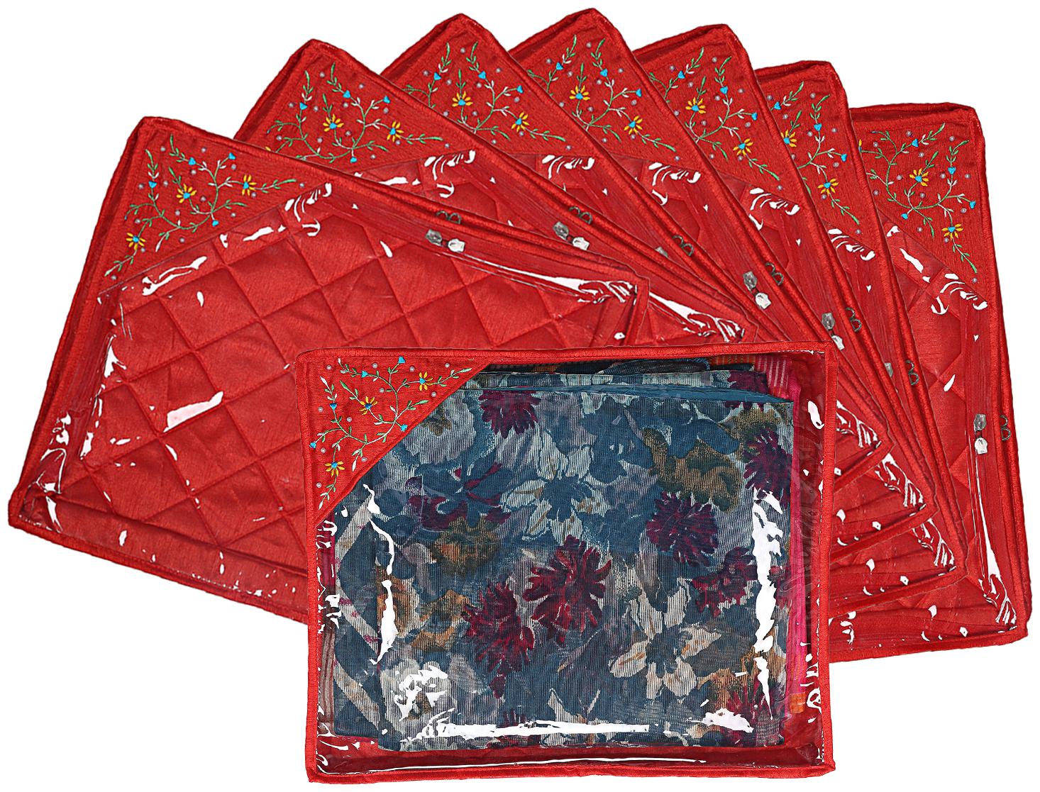 

Kuber Industries Silk 8 Pieces Single Packing Saree Cover (Red) -CTLTC10602 CTHH12075