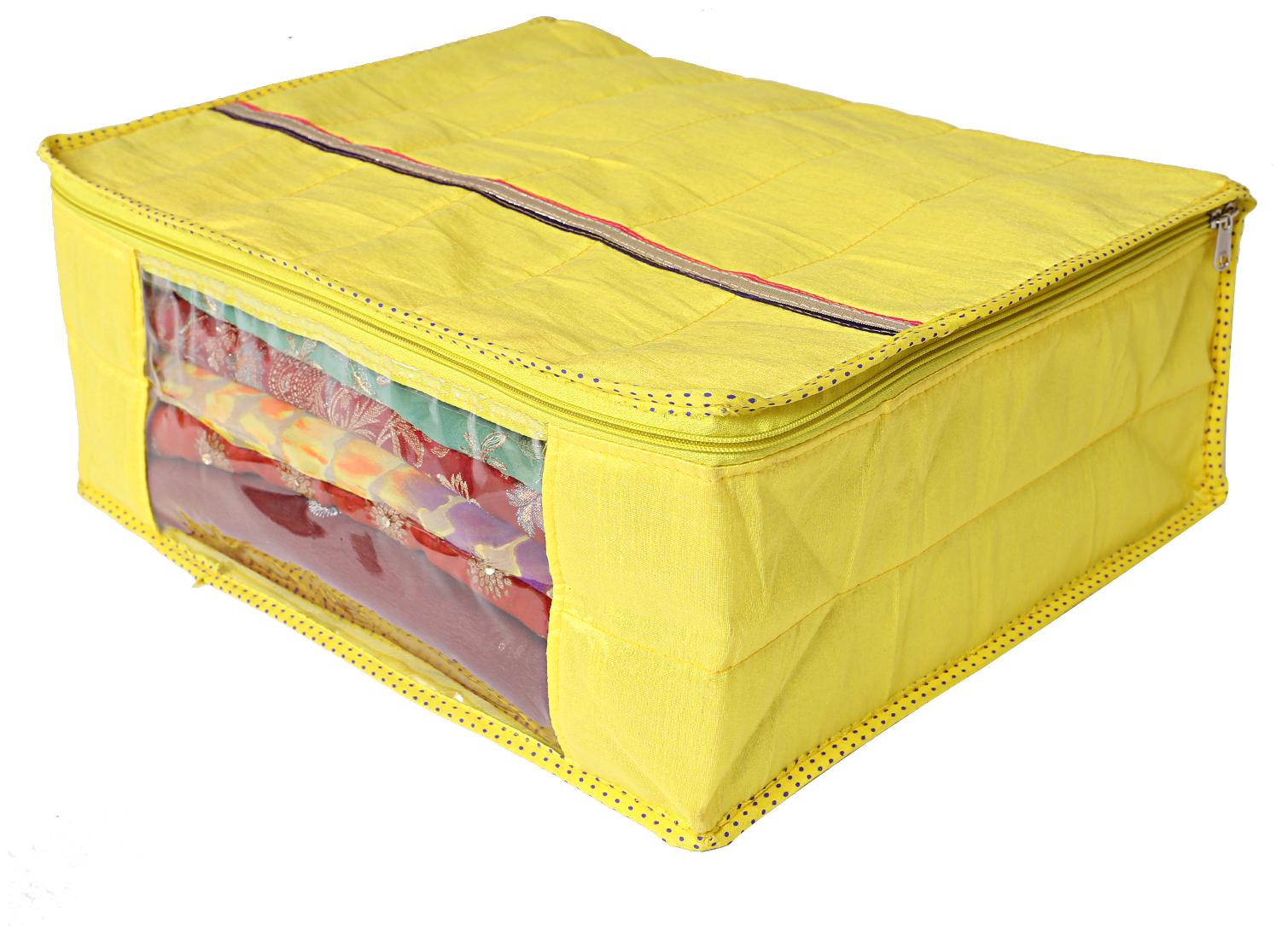 

Kuber Industries Raw Silk Saree Cover Wardrobe Organizer (Yellow)- CTHH19193