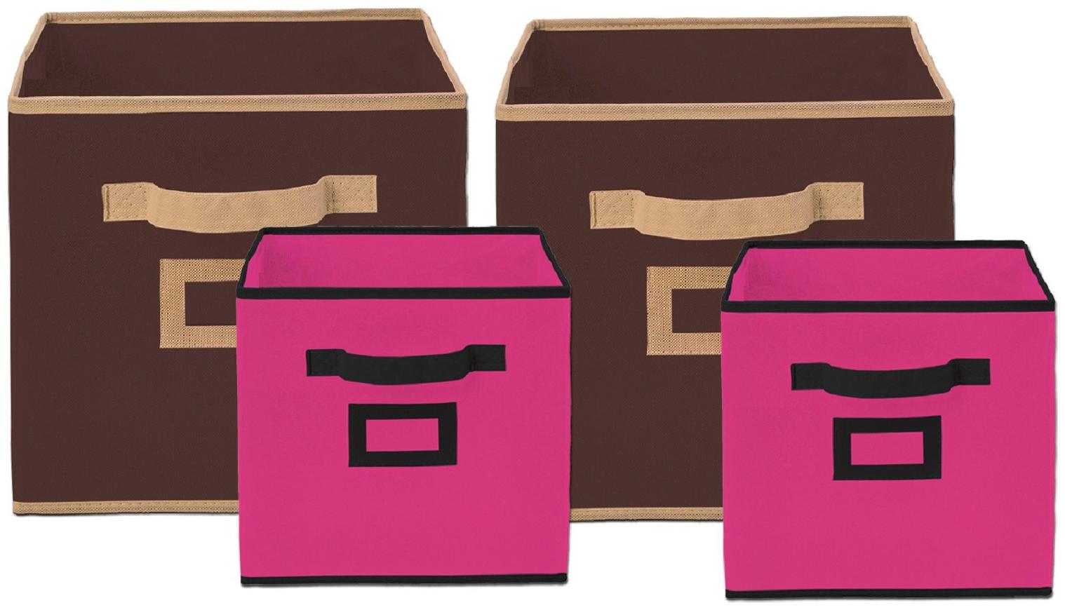 

Kuber Industries Non Woven 4 pcs Small Large Foldable Storage Organiser Cubes Boxes (Coffee Pink) - CTHH17057