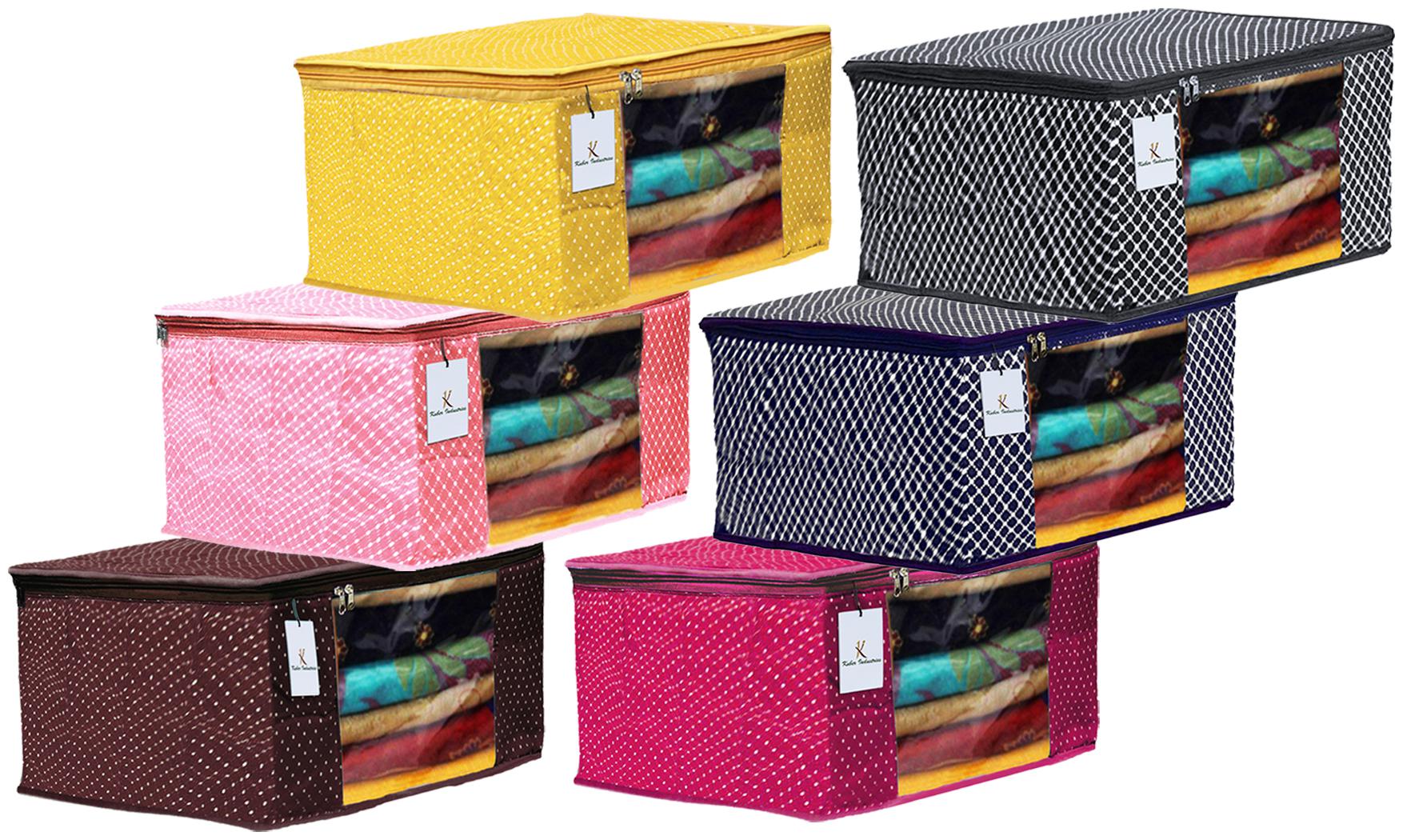 

Kuber Industries Polka Dots 6 pcs Cotton 3 Layered Quilted Saree Cover (Brown Peach Rani Blue Yellow Black) - CTHH14989