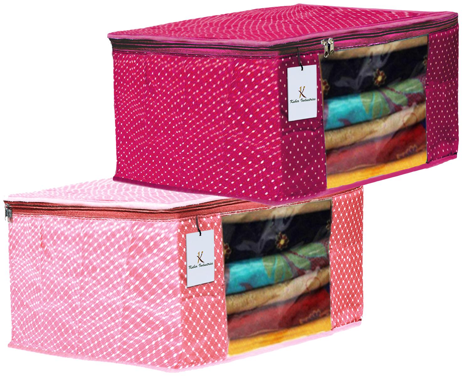 

Kuber Industries Polka Dots 2 pcs Cotton 3 Layered Quilted Saree Cover (Peach Rani) - CTHH14851