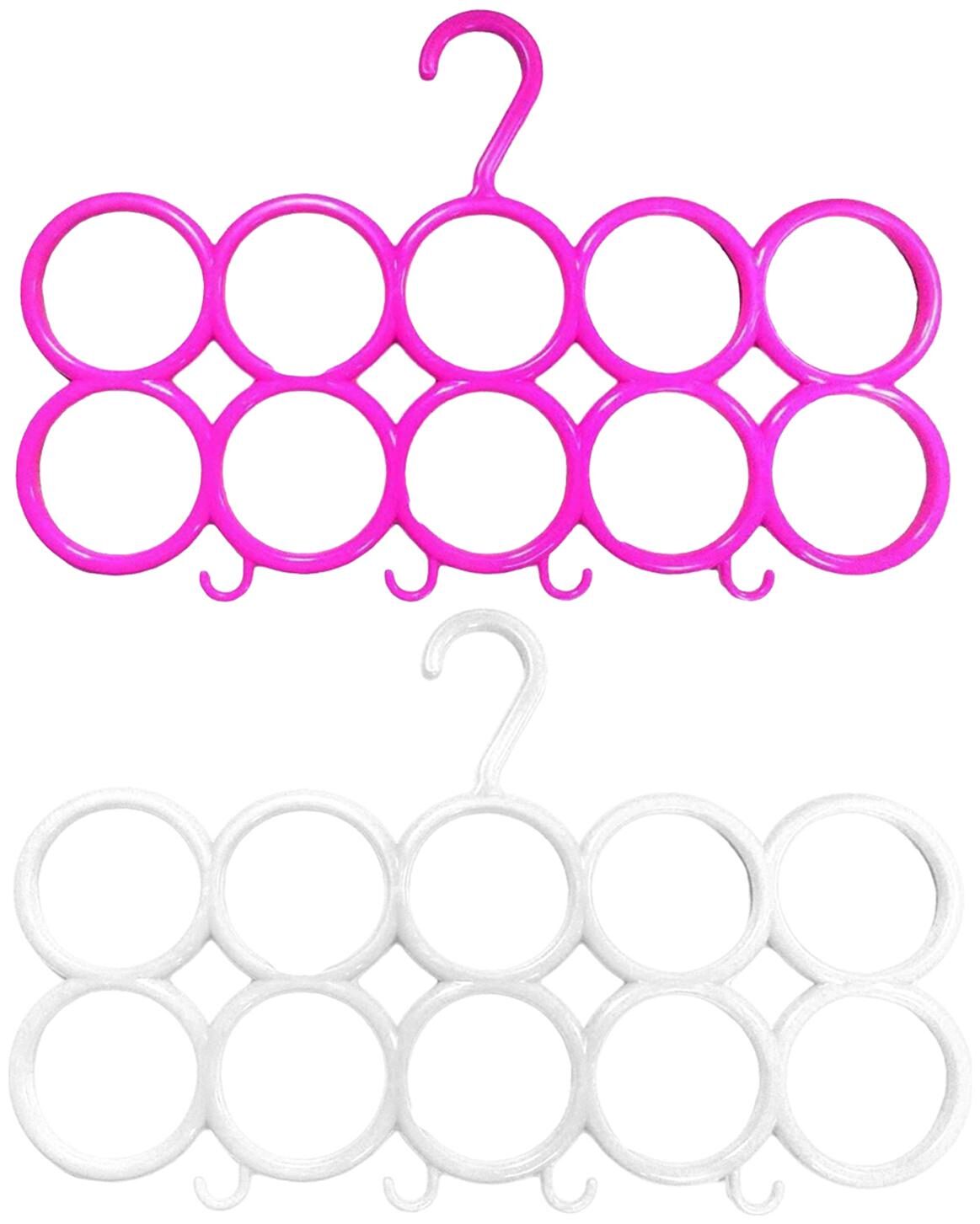 

Kuber Industries 10-Circle Plastic 2 Pieces Ring Hanger for Scarf Shawl Tie Belt Closet Accessory Wardrobe Organizer (MultiColor) - CTHH14512