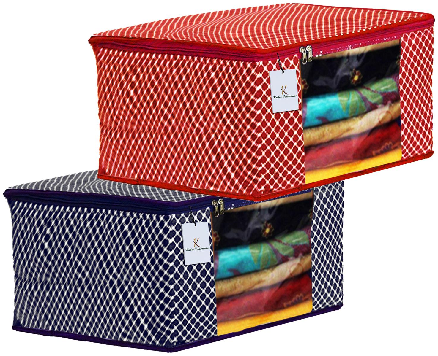 

Kuber Industries Polka Dots 2 pcs Cotton 3 Layered Quilted Saree Cover (Blue Red) - CTHH14868