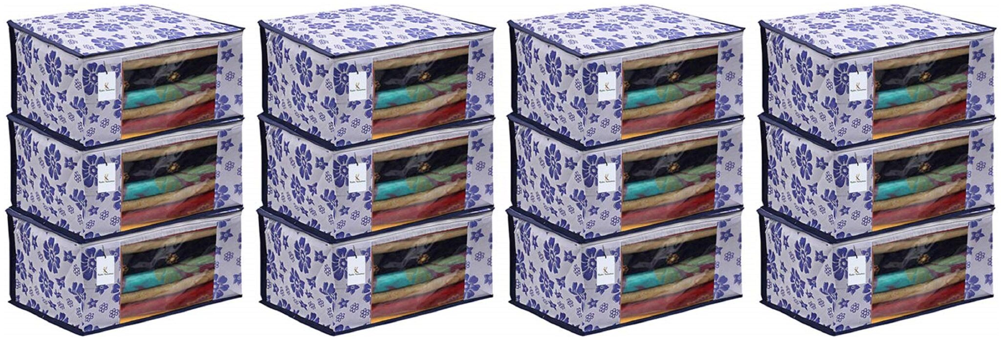 

Kuber Industries 12 pc Non Woven Saree Cover Set Royal Blue CTHH11740
