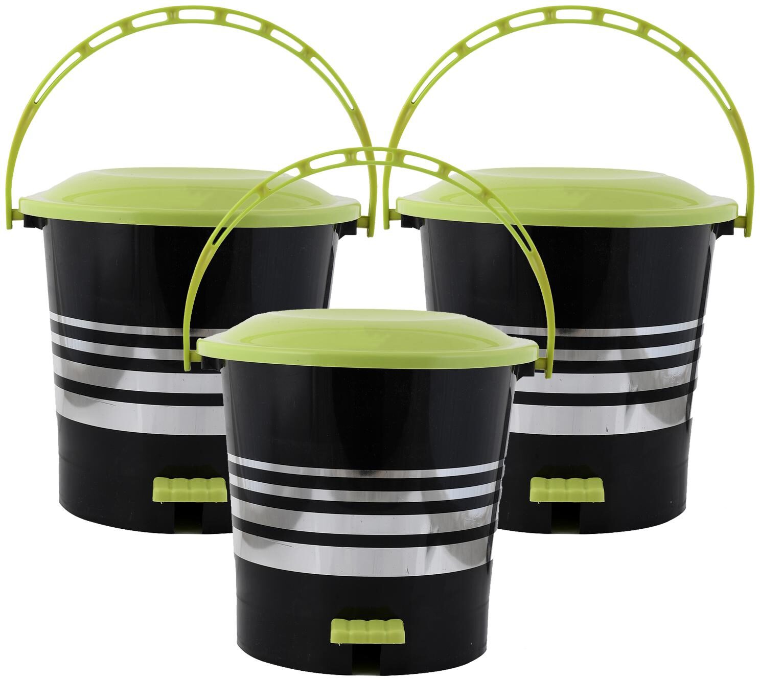 

Kuber Industries 3 pcs Plastic Dustbin Garbage Bin with Handle 5 L (Green) - CTHH17367