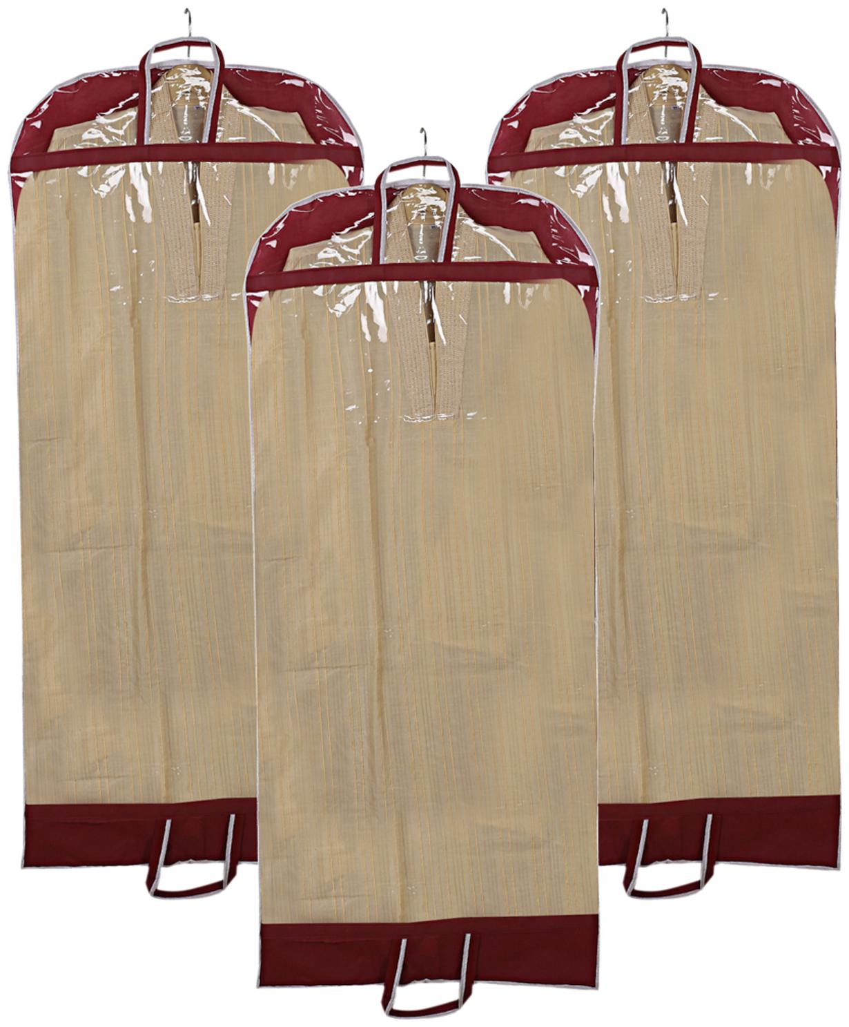 

Kuber Industries Non Woven 3 pcs Long Suit Sherwani Cover (Maroon) - CTHH10815