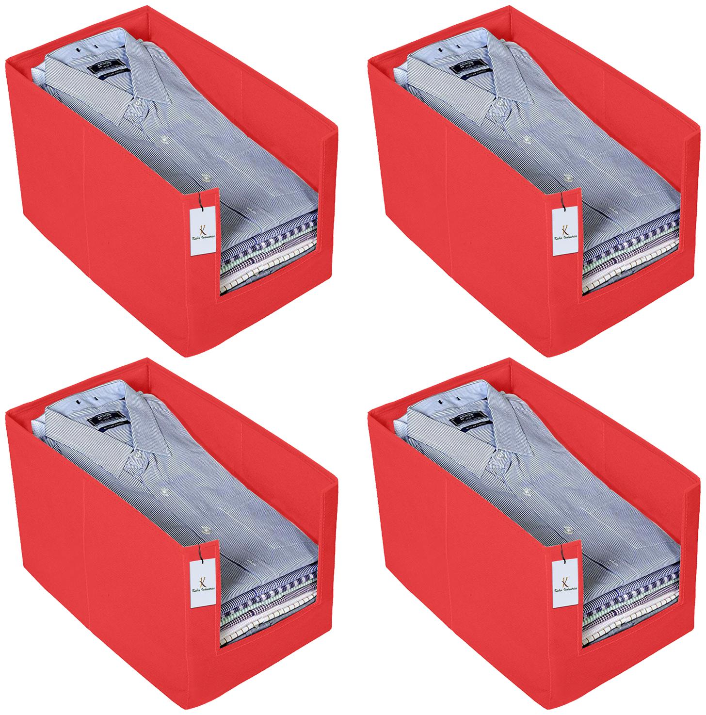 

Kuber Industries 4 pc Non Woven Shirt Stacker Wardrobe Organizer Set Red- CTHH16214