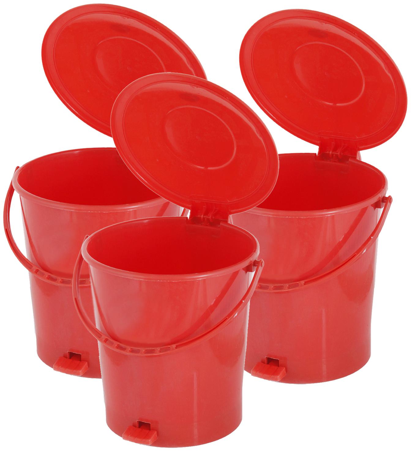 

Kuber Industries 3 pcs Plastic Dustbin Garbage Bin with Handle 10 L (Red) - CTHH16364