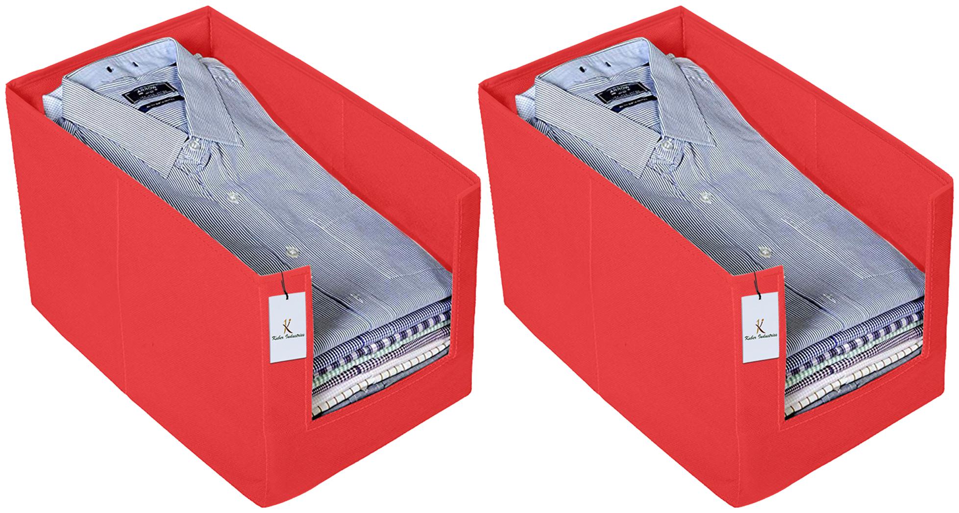 

Kuber Industries 2 pc Non Woven Shirt Stacker Wardrobe Organizer Set Red- CTHH16212