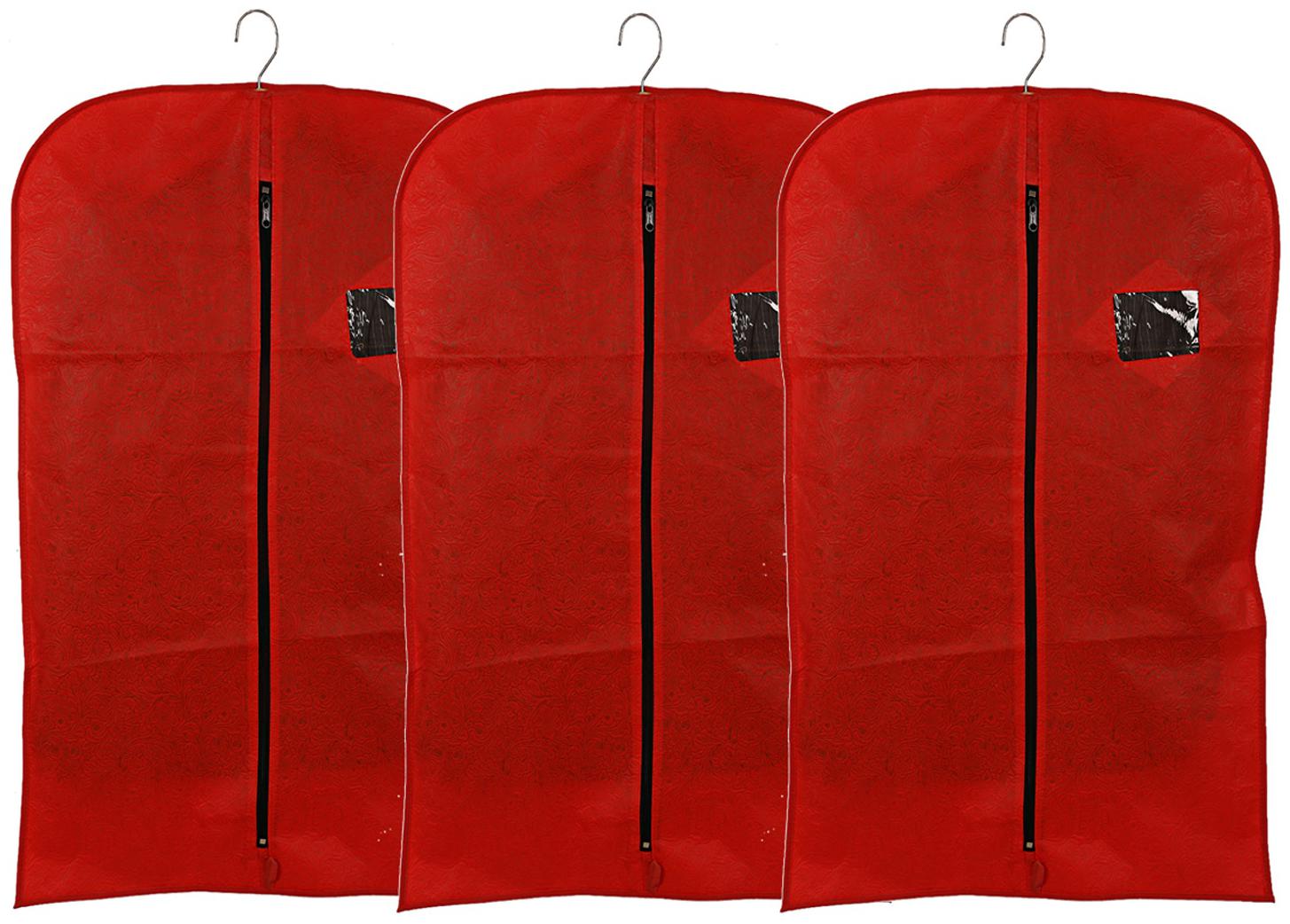 

Kuber Industries Non woven 3 pcs Men s Coat Blazer Cover (Red) - CTHH10801