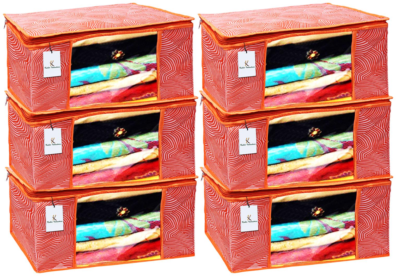 

Kuber Industries Leheriya Design 6 pc Non Woven Saree Cover Large Orange - CTHH11942