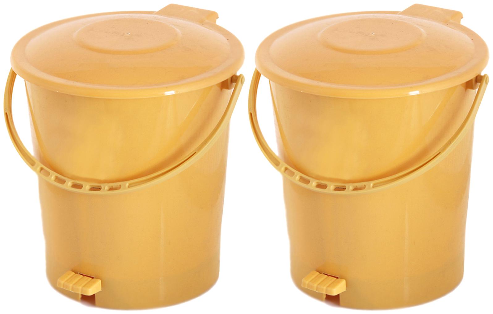 

Kuber Industries 2 pcs Plastic Dustbin Garbage Bin with Handle 10 L (Yellow) - CTHH16343