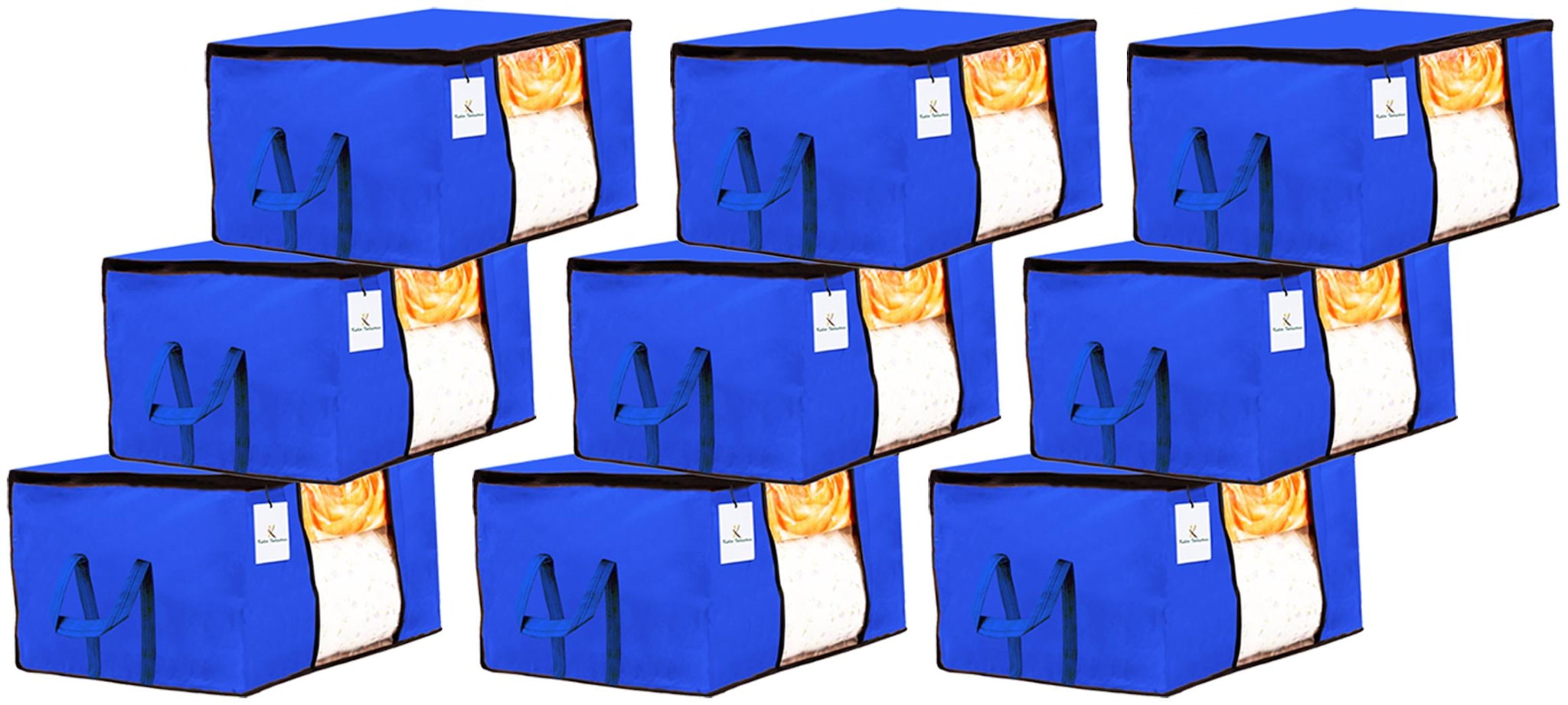 

Kuber Industries Underbed Storage Bag Storage Organiser Blanket Cover Set of 9- Royal Blue Extra Large Size CTHH14209