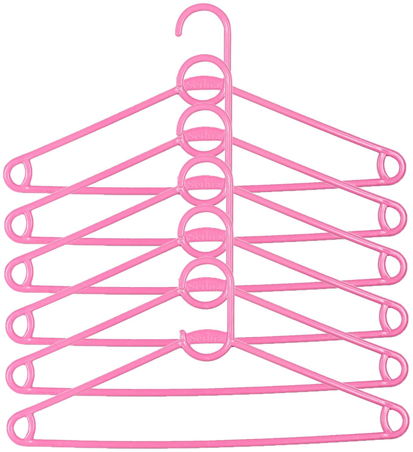 

Kuber Industries Plastic 6 pcs Hanger Set for wardrobe (Pink) CTHH19604