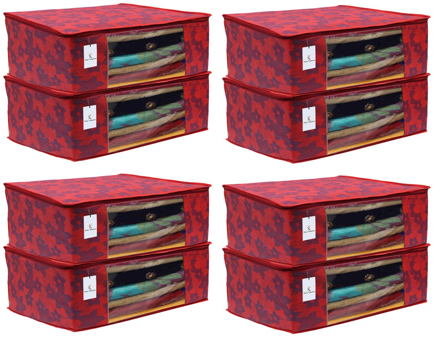 

Kuber Industries 8 pc Non Woven Saree Cover Set Red 7 Inches Height CTHH11584