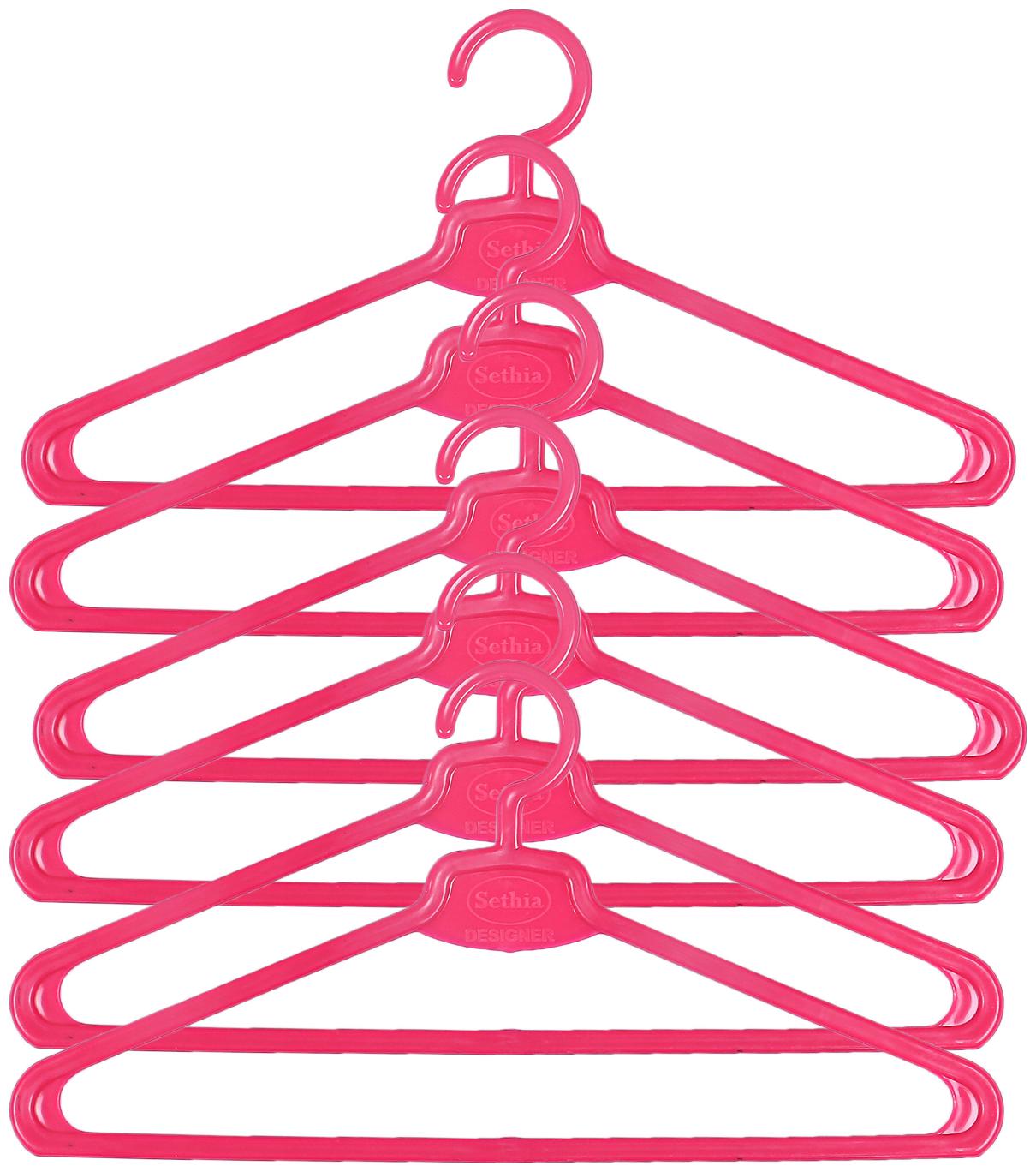 

Kuber Industries Plastic 6 pcs Hanger Set for wardrobe (Pink) CTHH19513