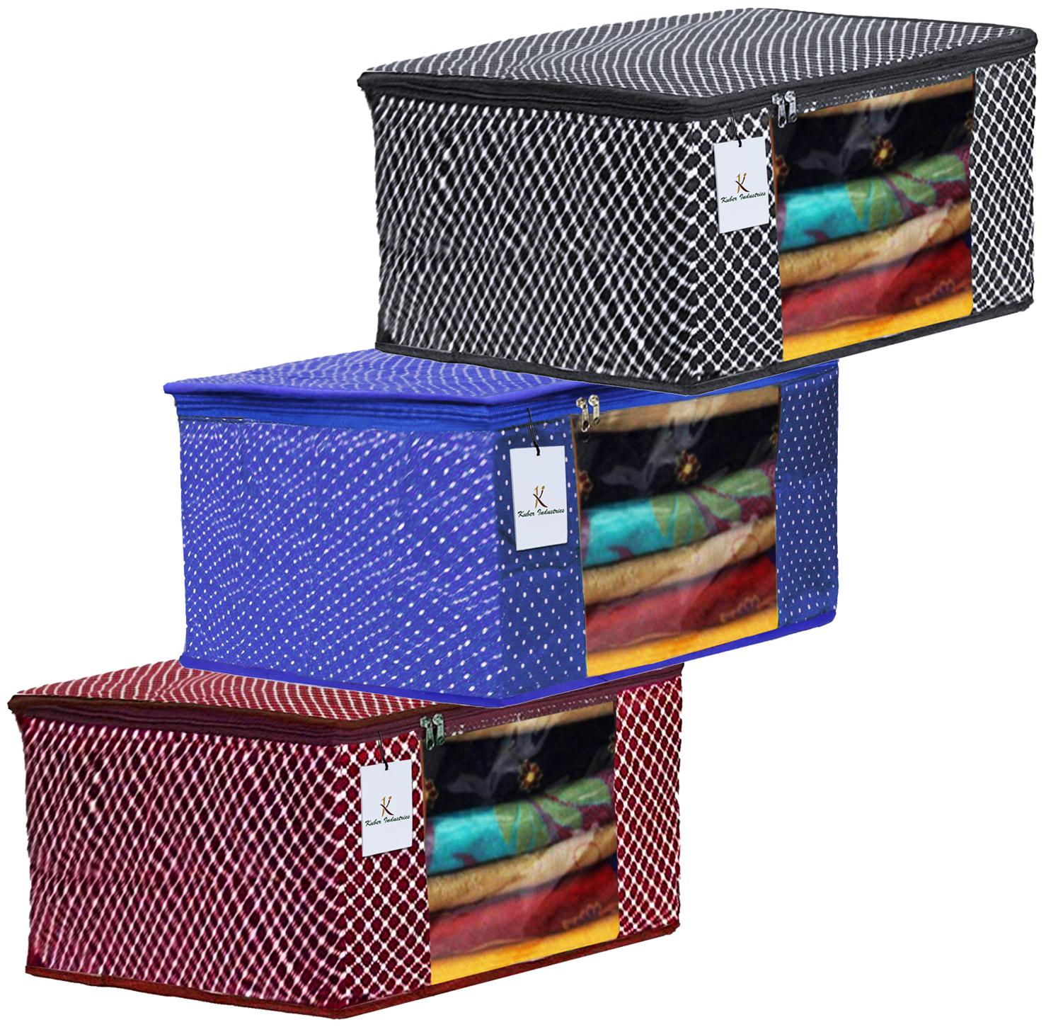 

Kuber Industries Polka Dots 3 pcs Cotton 3 Layered Quilted Saree Cover (Maroon Royal Blue Black) - CTHH14940