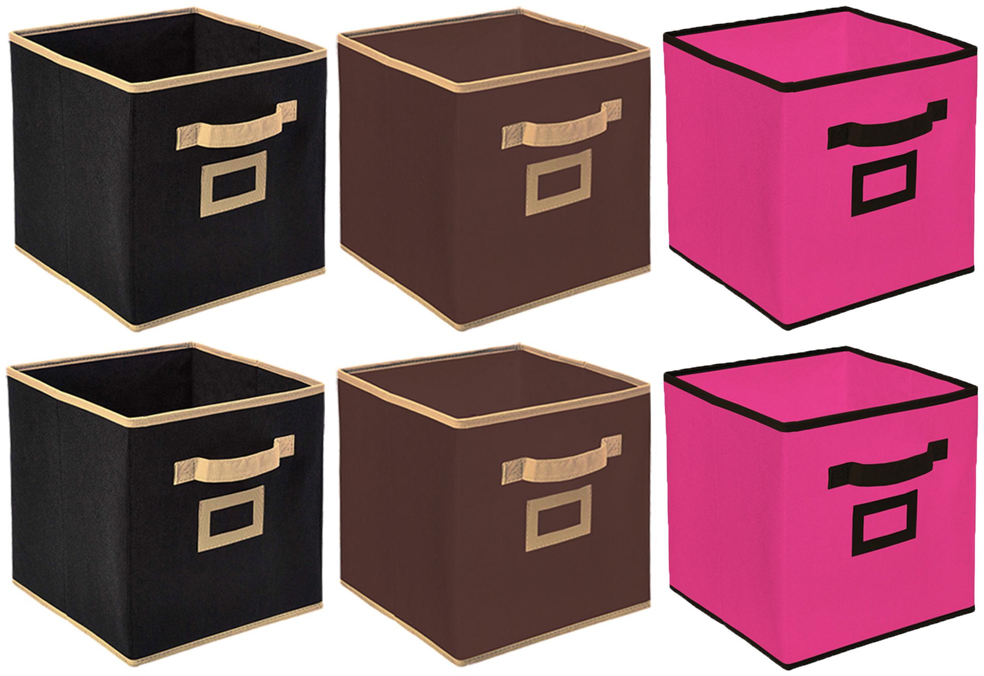 

Kuber Industries Non Woven 6 pcs Large Foldable Storage Organiser Cubes Boxes (Black Coffee Pink) - CTHH17013