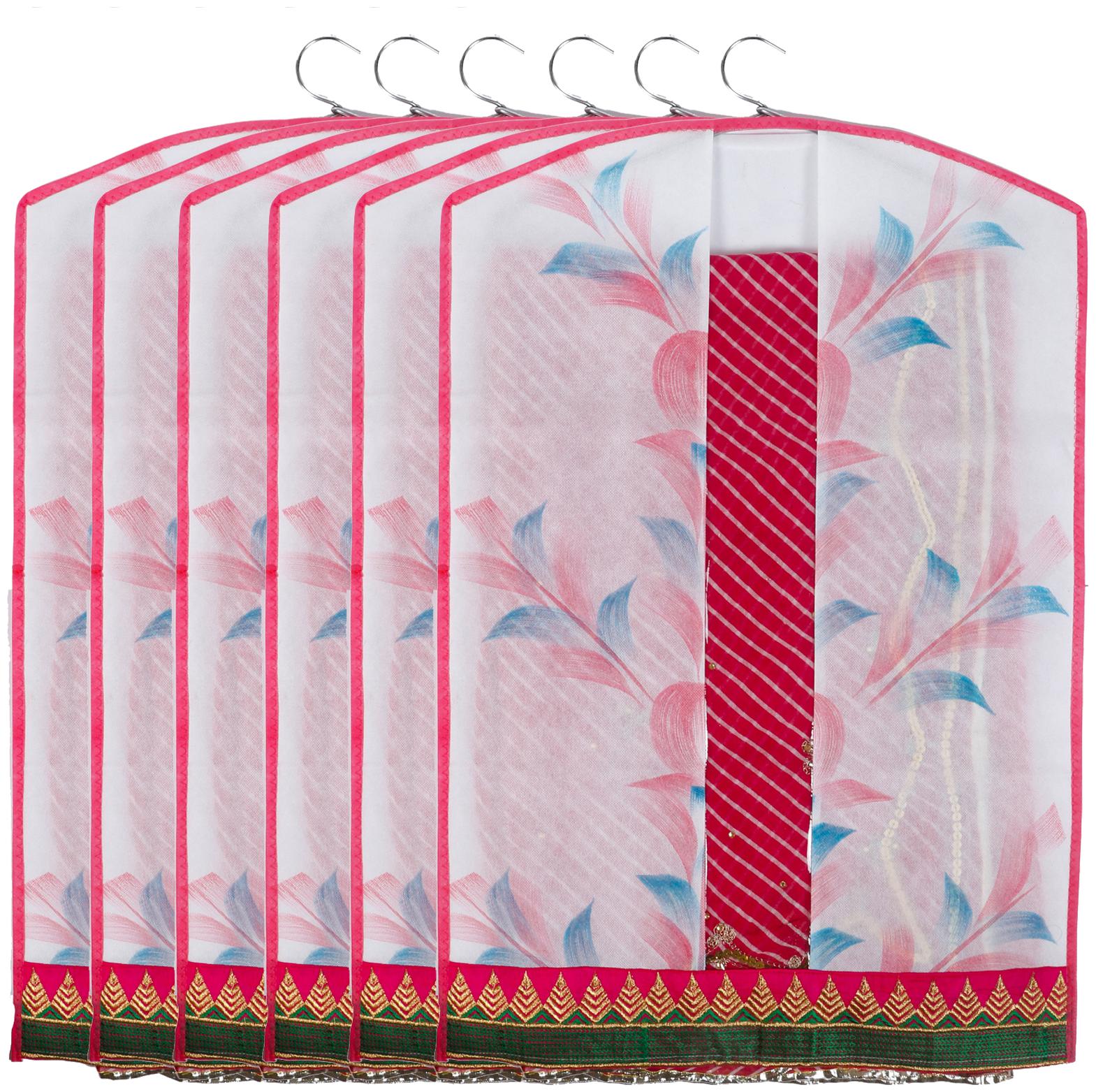 

Kuber Industries Printed 6 Piece Non Woven Hanging Embroidered Saree Cover Wardrobe Organiser (Pink) - CTHH13719