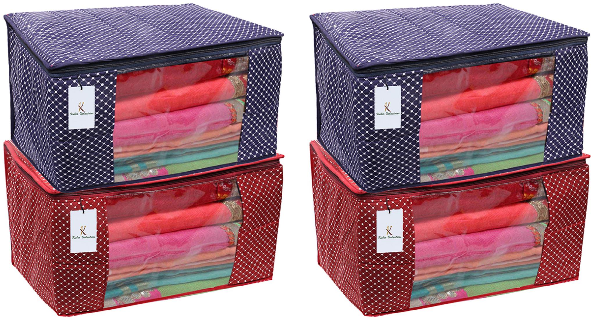 

Kuber Industries Cotton 4 Pieces Three Layer Quilted Extra Large Saree Cover (Maroon Blue Pink)- CTHH20100