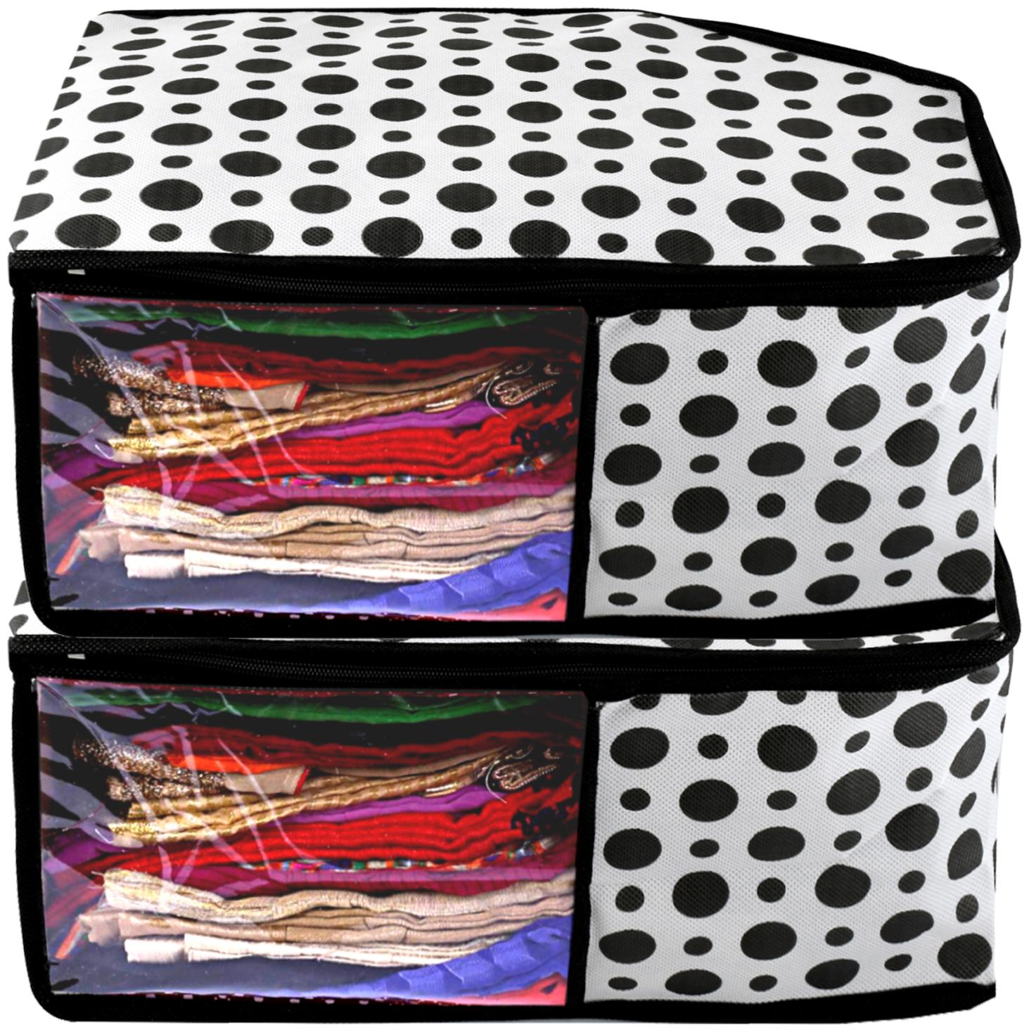 

Kuber Industries Polka Dots 2 pc Non Woven Blouse Cover Set (Black White) - CTHH18587
