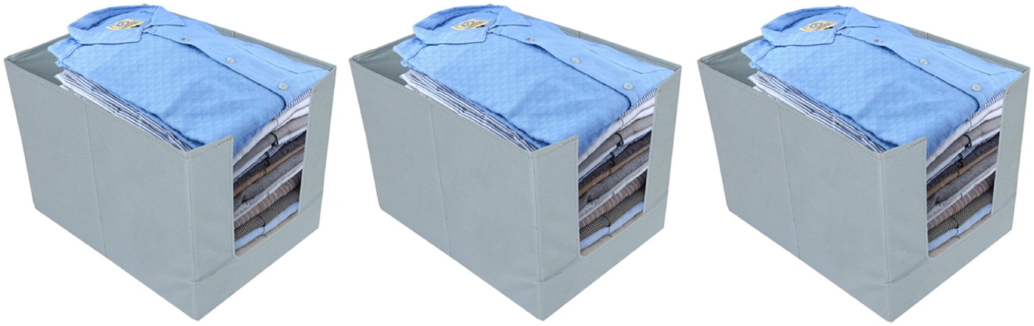 

Kuber Industries Non-Woven 3 Pieces Shirt Stacker Wardrobe Organizer (Grey)- CTHH12772