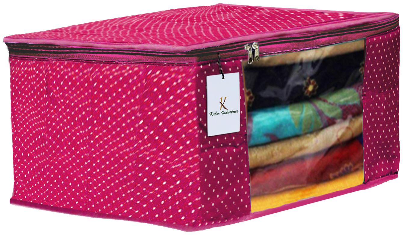 

Kuber Industries Polka Dots 1 pc Cotton 3 Layered Quilted Saree Cover (Rani) - CTHH14781