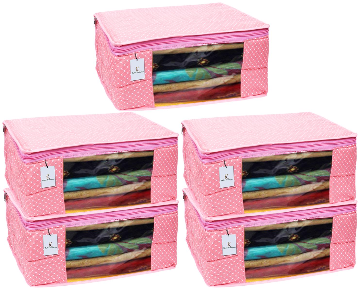 

Kuber Industries Polka Dots 5 Piece Cotton 3 Layered Quilted Saree Cover Peach- CTHH22325