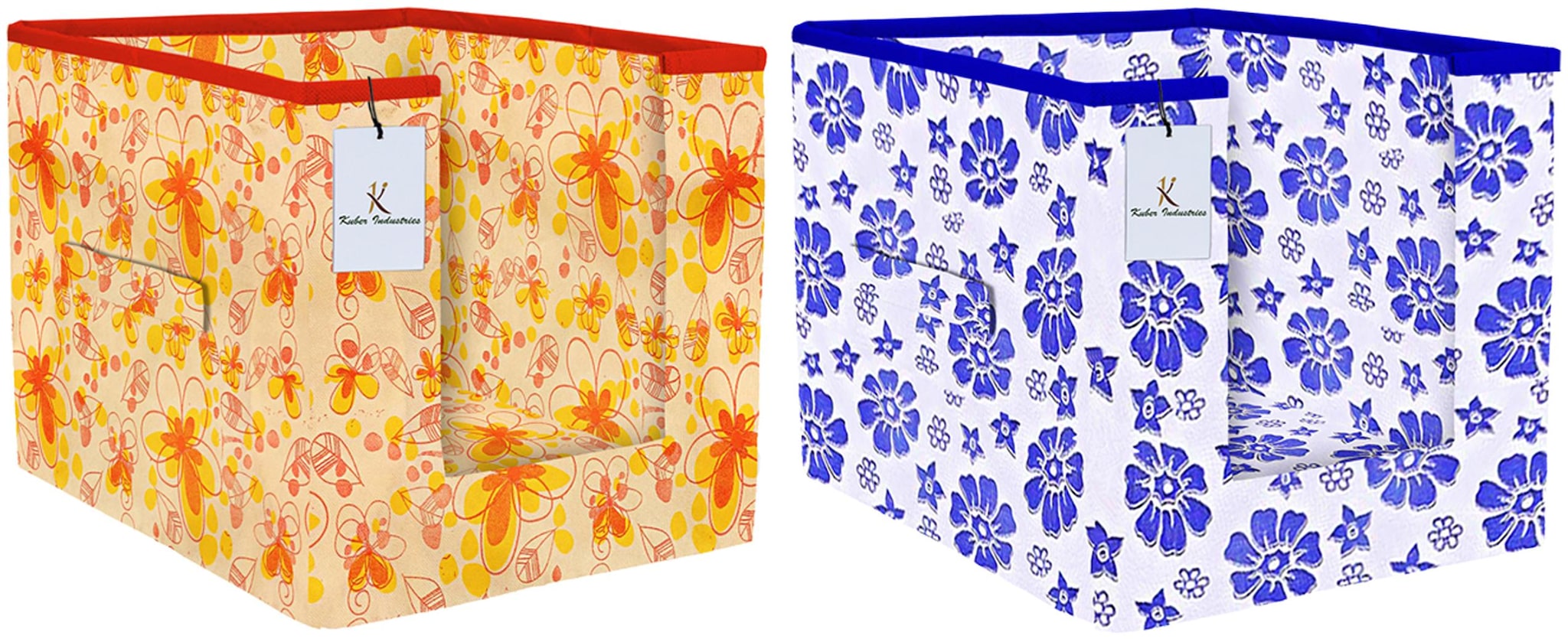 

Kuber Industries Flower Printed 2 pc Non Woven Shirt Stacker Wardrobe Organizer Set (Ivory Red Royal Blue) - CTHH16733