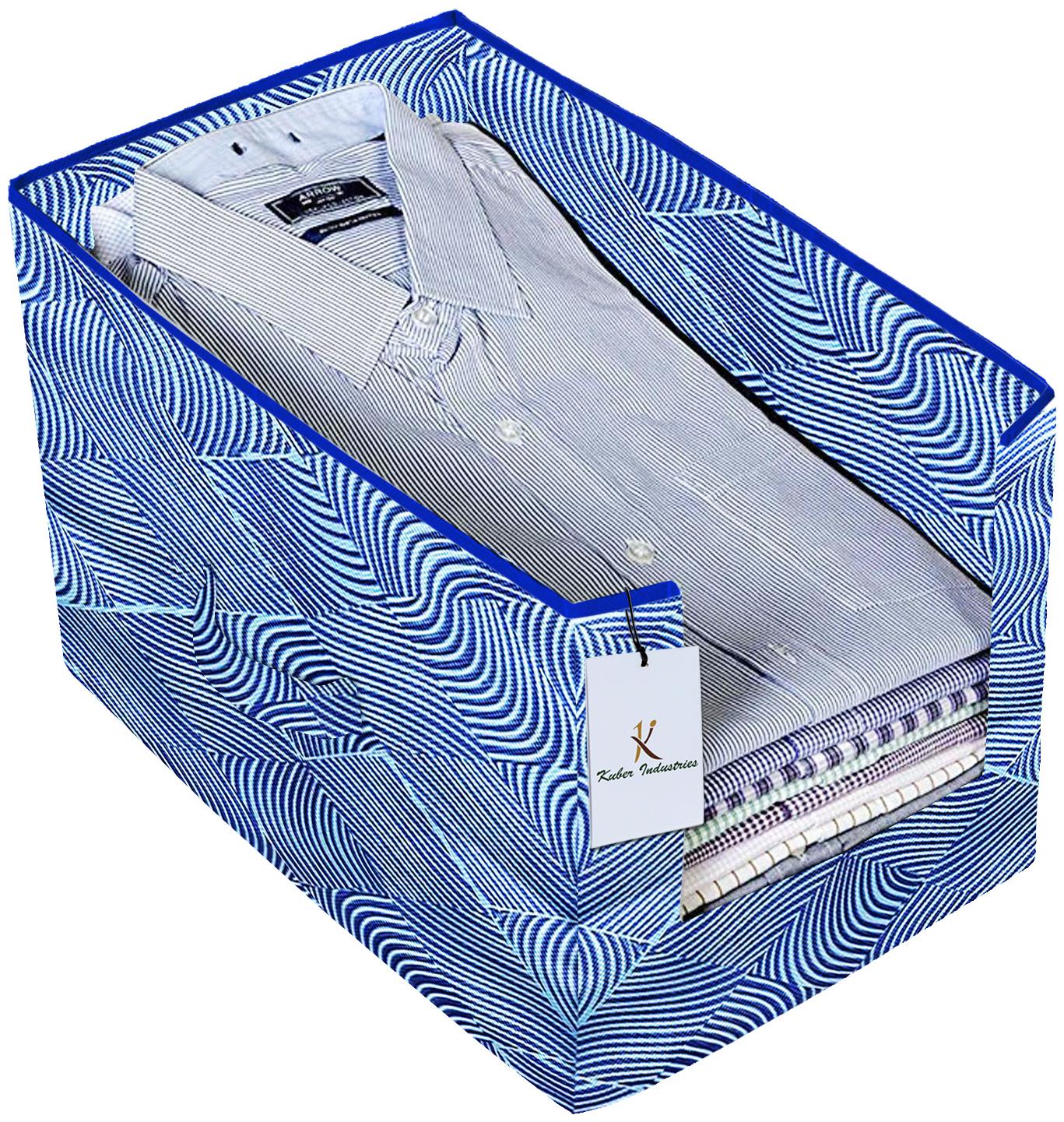 

Kuber Industries Laheriya Printed Non Woven Shirt Stacker Wardrobe Organizer Set (Blue) - CTHH16813