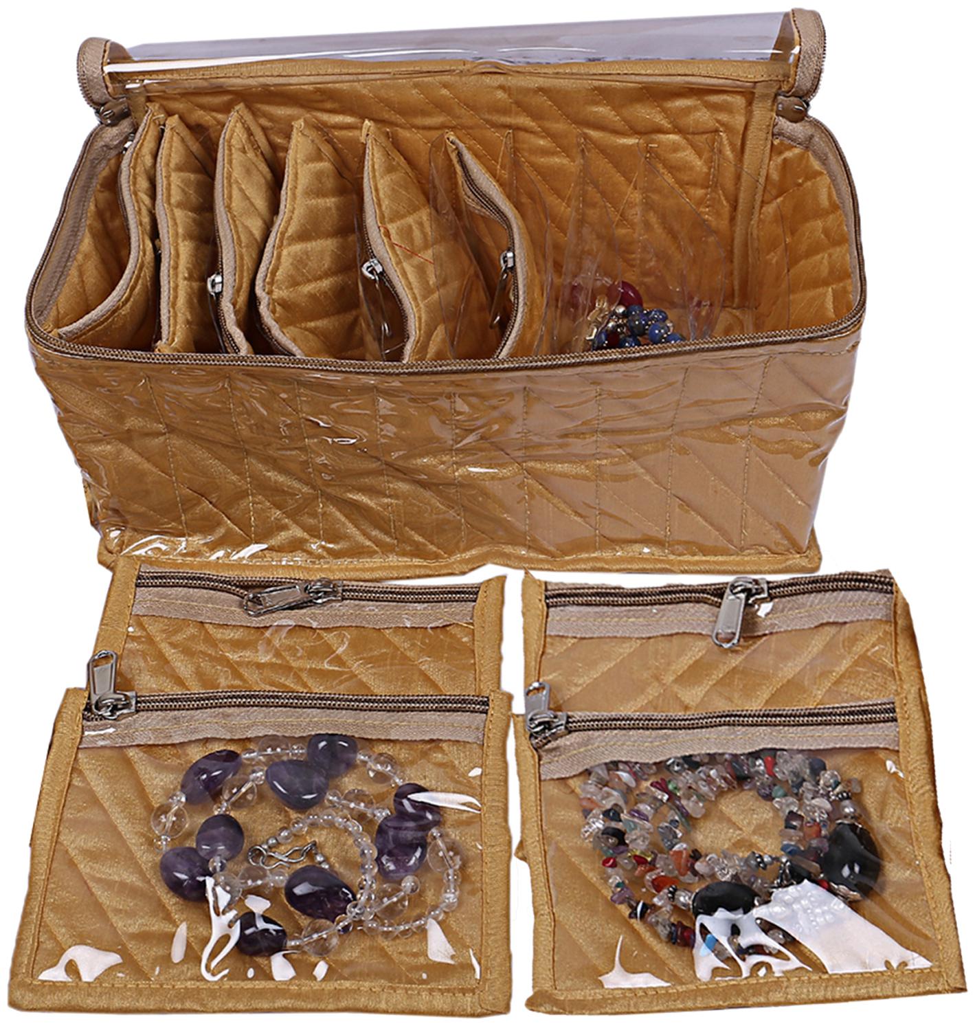 

Kuber Industries Silk 1 pc 10 Pouch Jewellery Kit (Gold) - CTHH11119