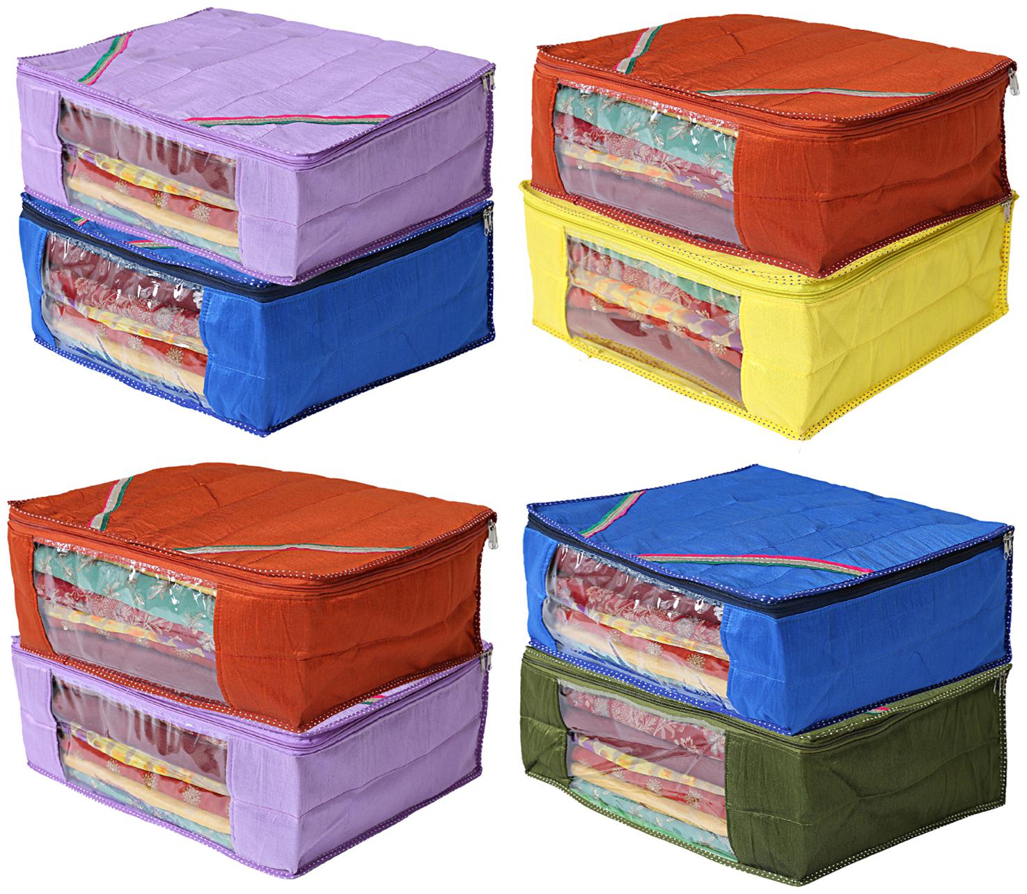 

Kuber Industries 8 Pieces Raw Silk Saree Cover Wardrobe Organizer (Multi)- CTHH11540