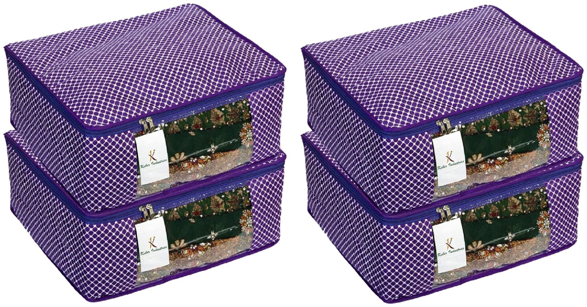 

Kuber Industries Cotton 4 pcs Hathkadi Print Saree Cover (Purple) CTHH18897